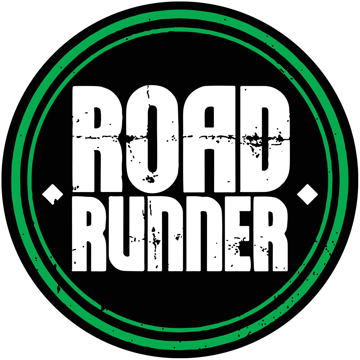 Rough Ruder logo with distressed white text and green-encircled black background.