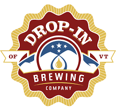 Drop-In Brewing Company logo with a starry night sky, a drop of beer, and red, white, and gold colors.