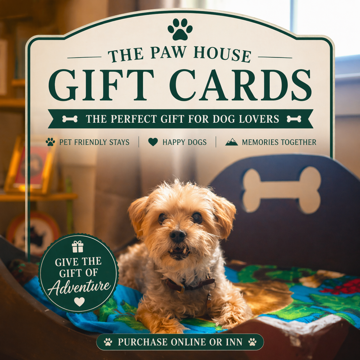 Gift Cards to dog-friendly Paw House Inn, Vermont