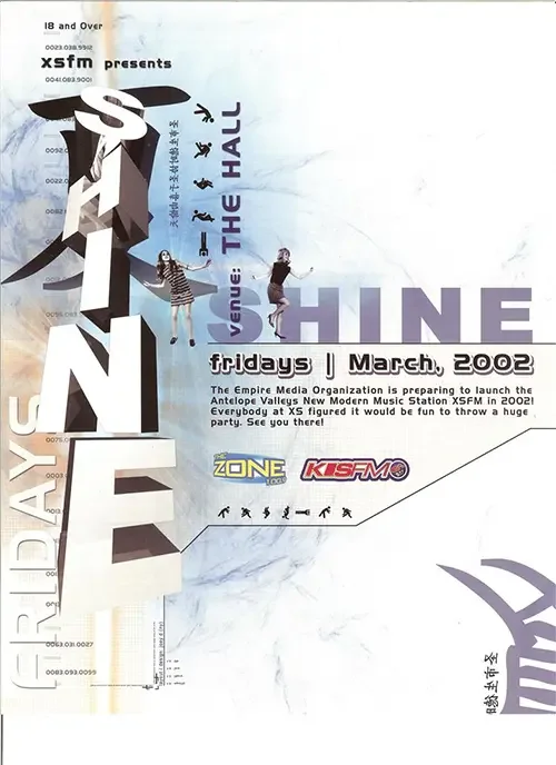 Front of the event flyer for Shine featuring DJ Sal V in Lancaster in 2002.