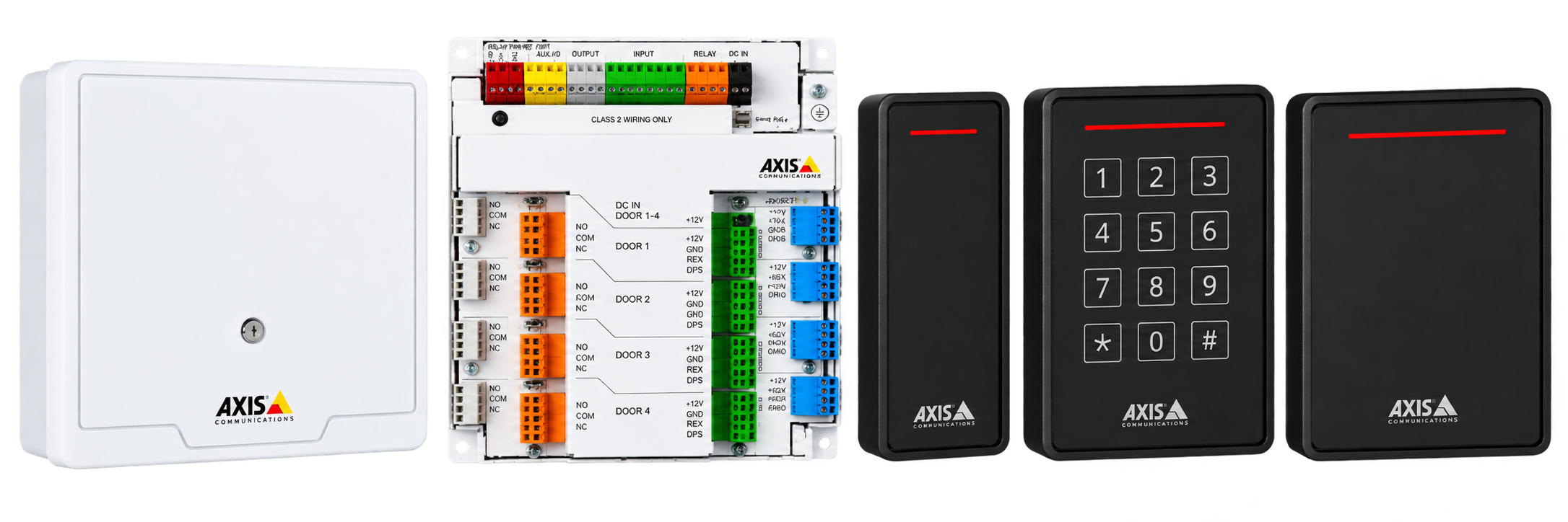 AXIS access control door controllers and card readers for secure building entry