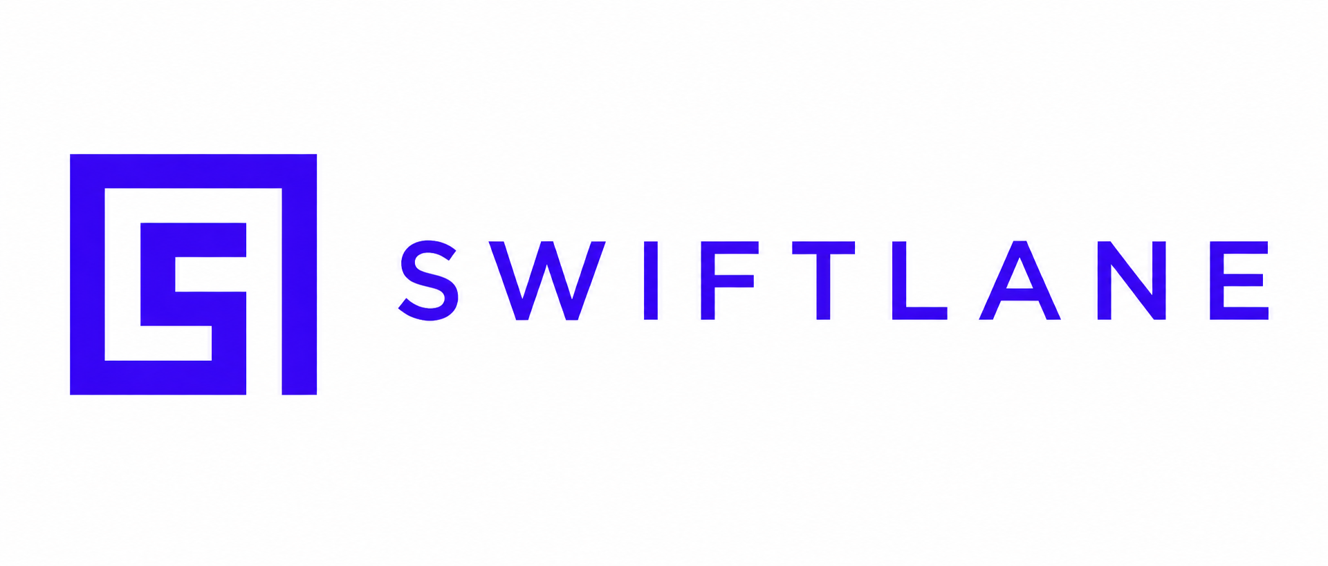 Blue and white logo with an abstract geometric design on the left and the words "Swiftlane" to the right.