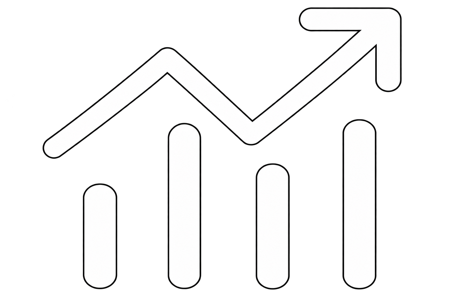 A line graph showing an upward trend with multiple peaks and valleys, set against a gray background.