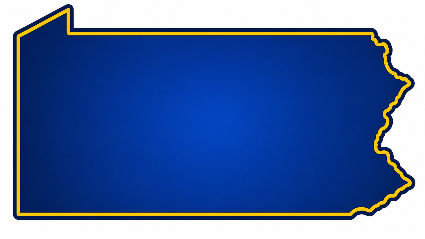 Outline of the state of Missouri in blue with a yellow border.