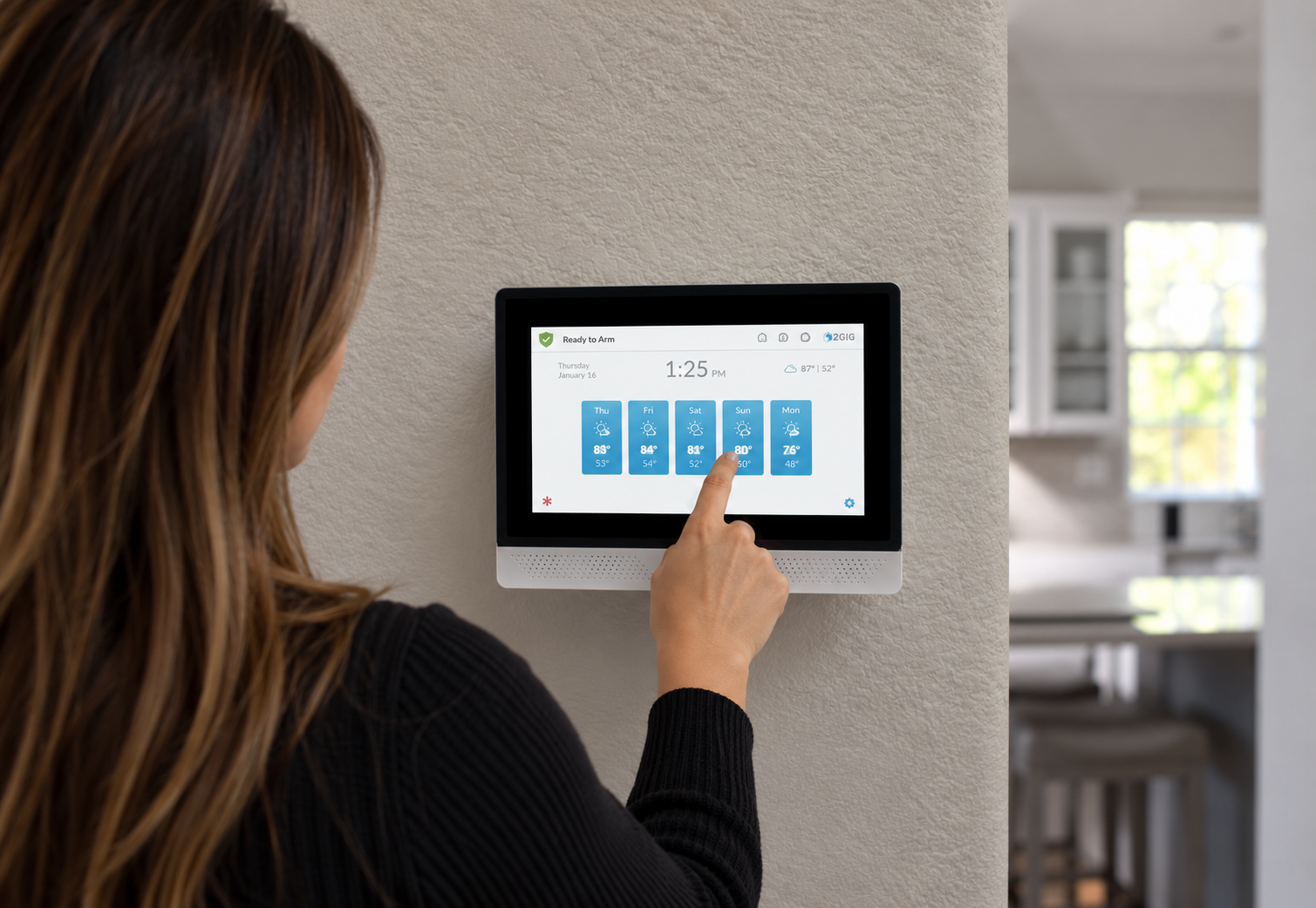 2GIG EDGE touchscreen security alarm panel for residential and commercial intrusion detection