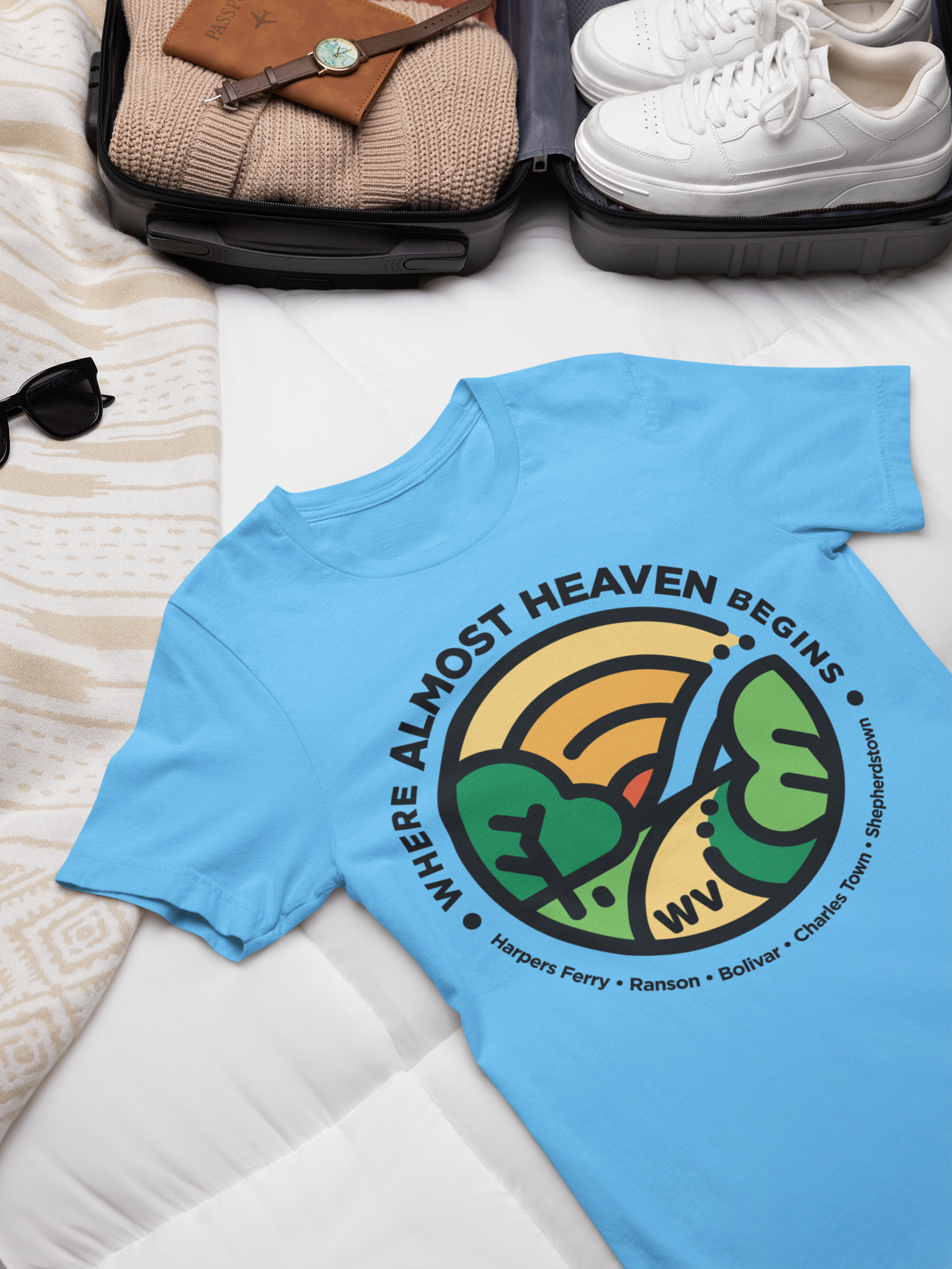 Blue Where Almost Heaven Begins Short Sleeve Shirt