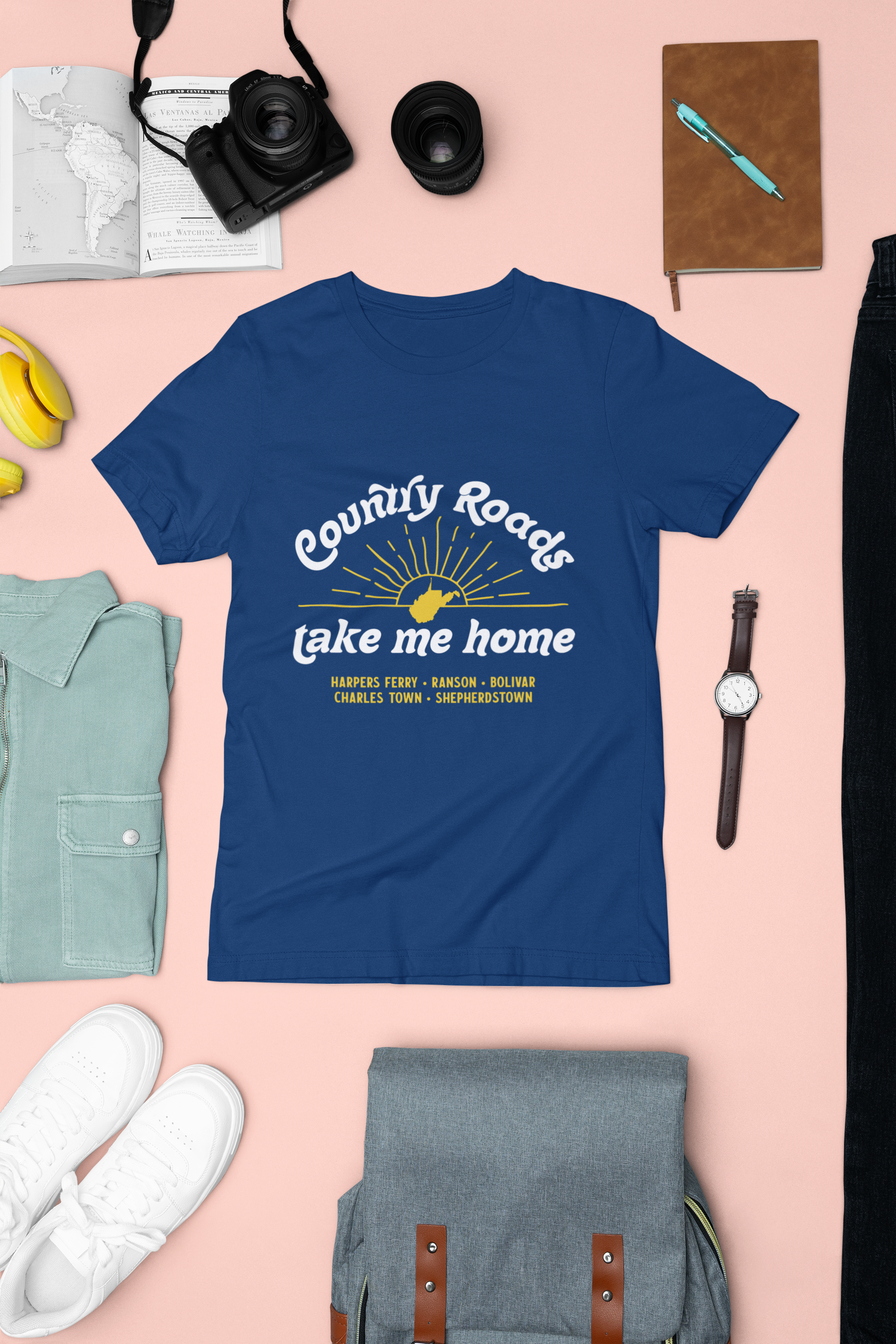 Country Roads Take Me Home with Sunburst Short Sleeve Shirt