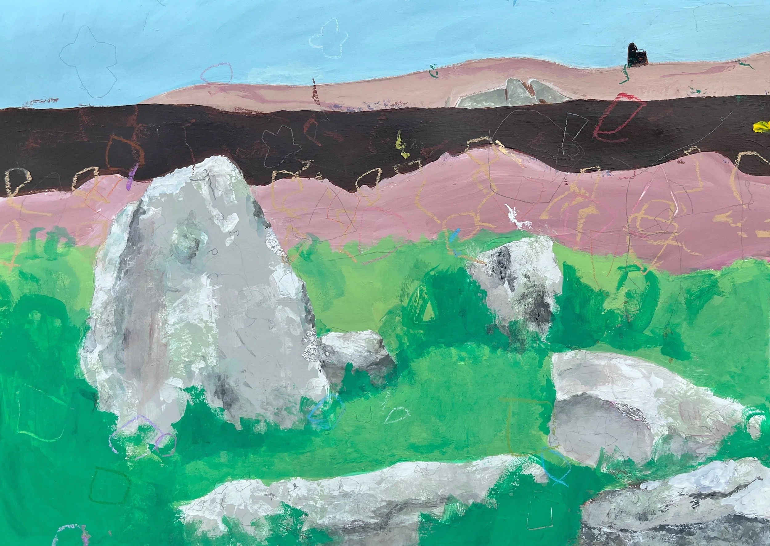 Sperris Quoit / 2025 / Mixed media on paper / 29cm x 42cm