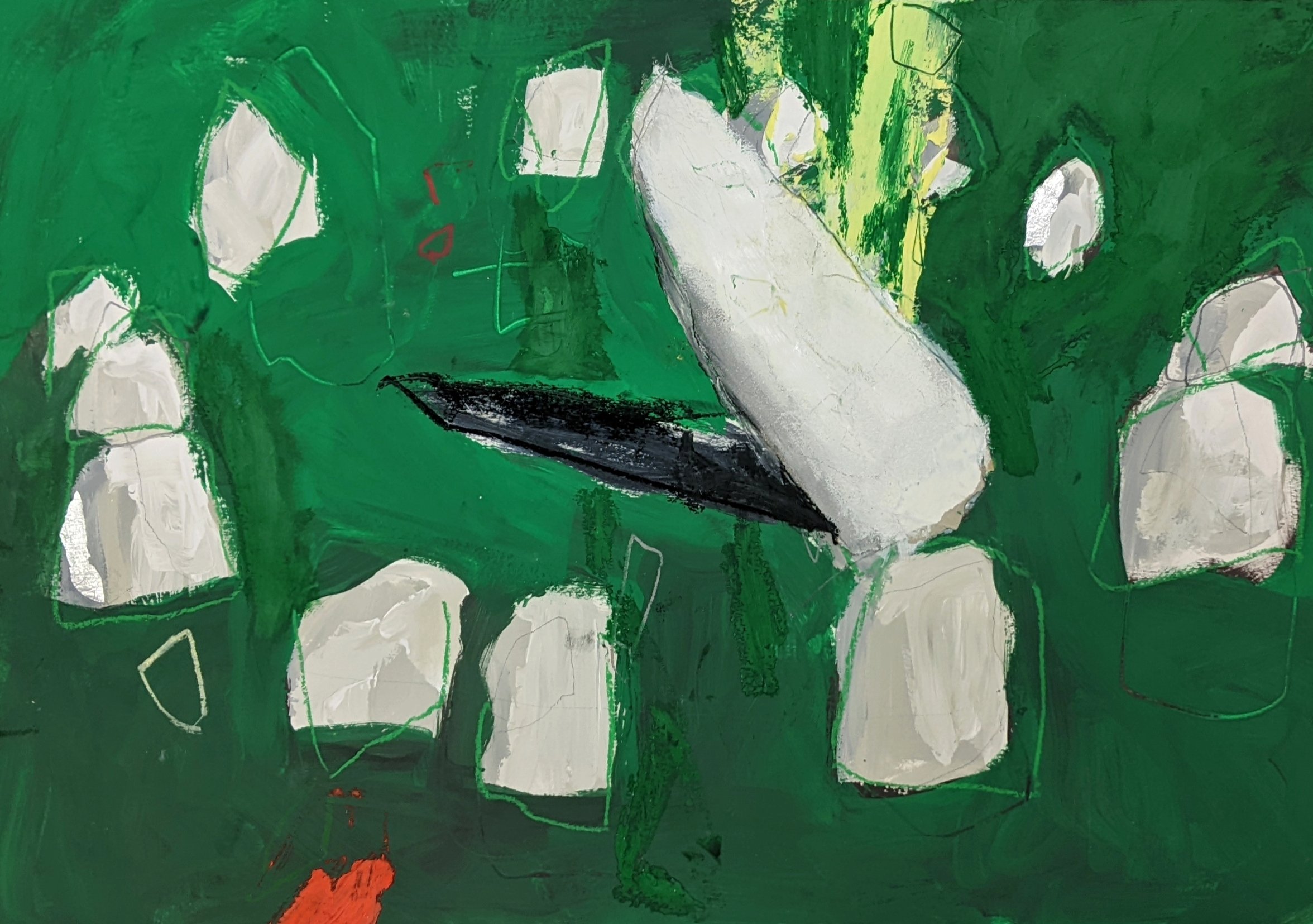 Boscawen-Ûn, sunlit / 2023 / Mixed media collage on paper / 29cm x 42cm