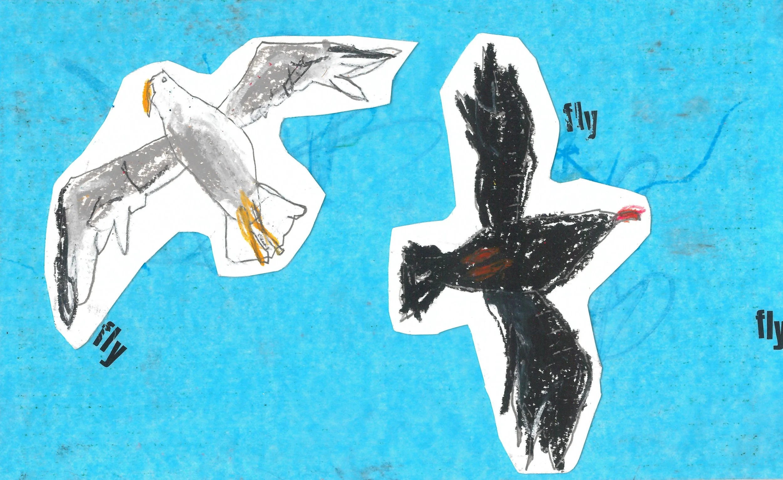 fly fly fly / 2020 / Mixed media collage on paper / 14.8cm x 24cm