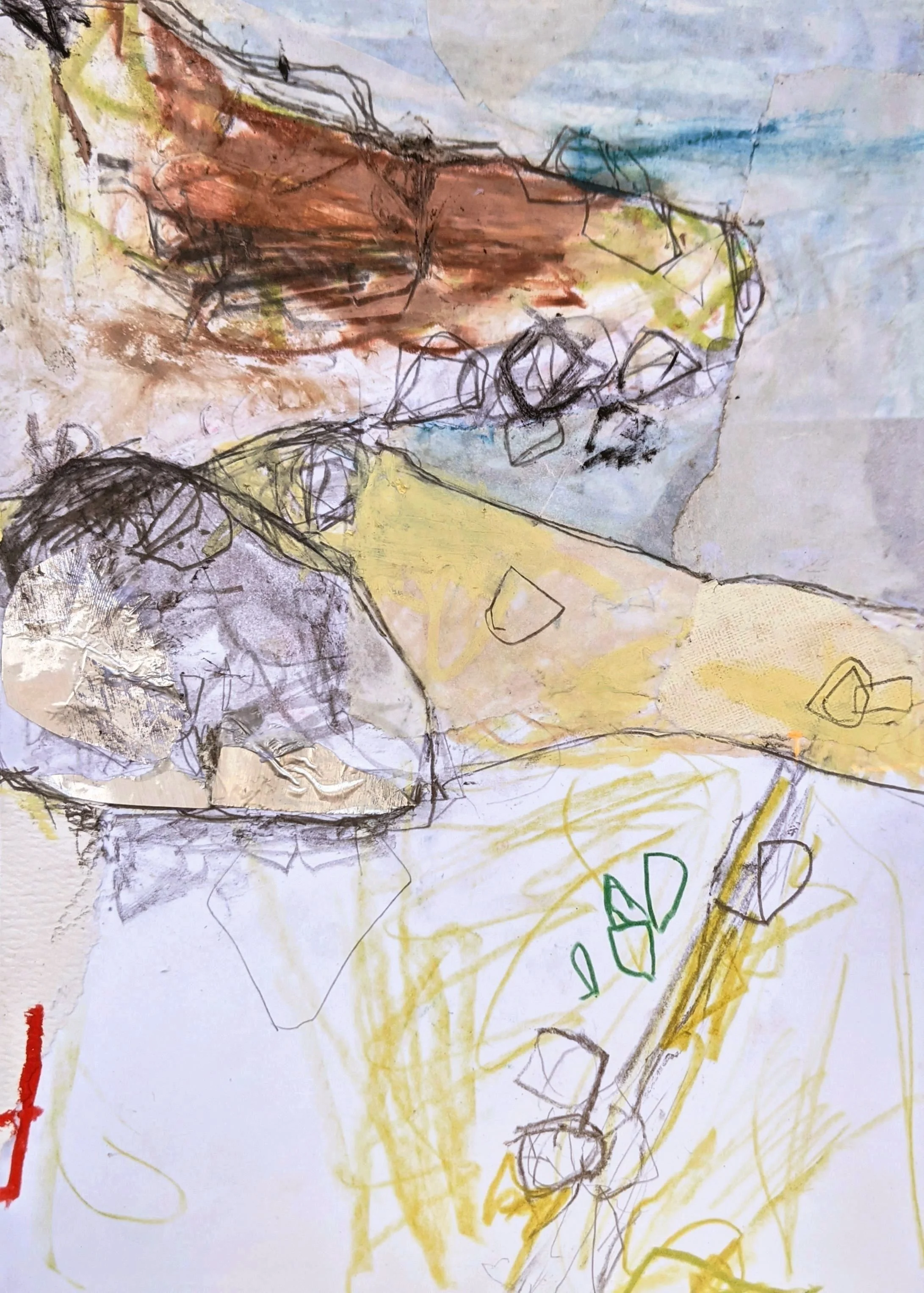 Nettles on the path to Veor Cove / 2021 / Mixed media collage on paper / 14.5cm x 20.2cm