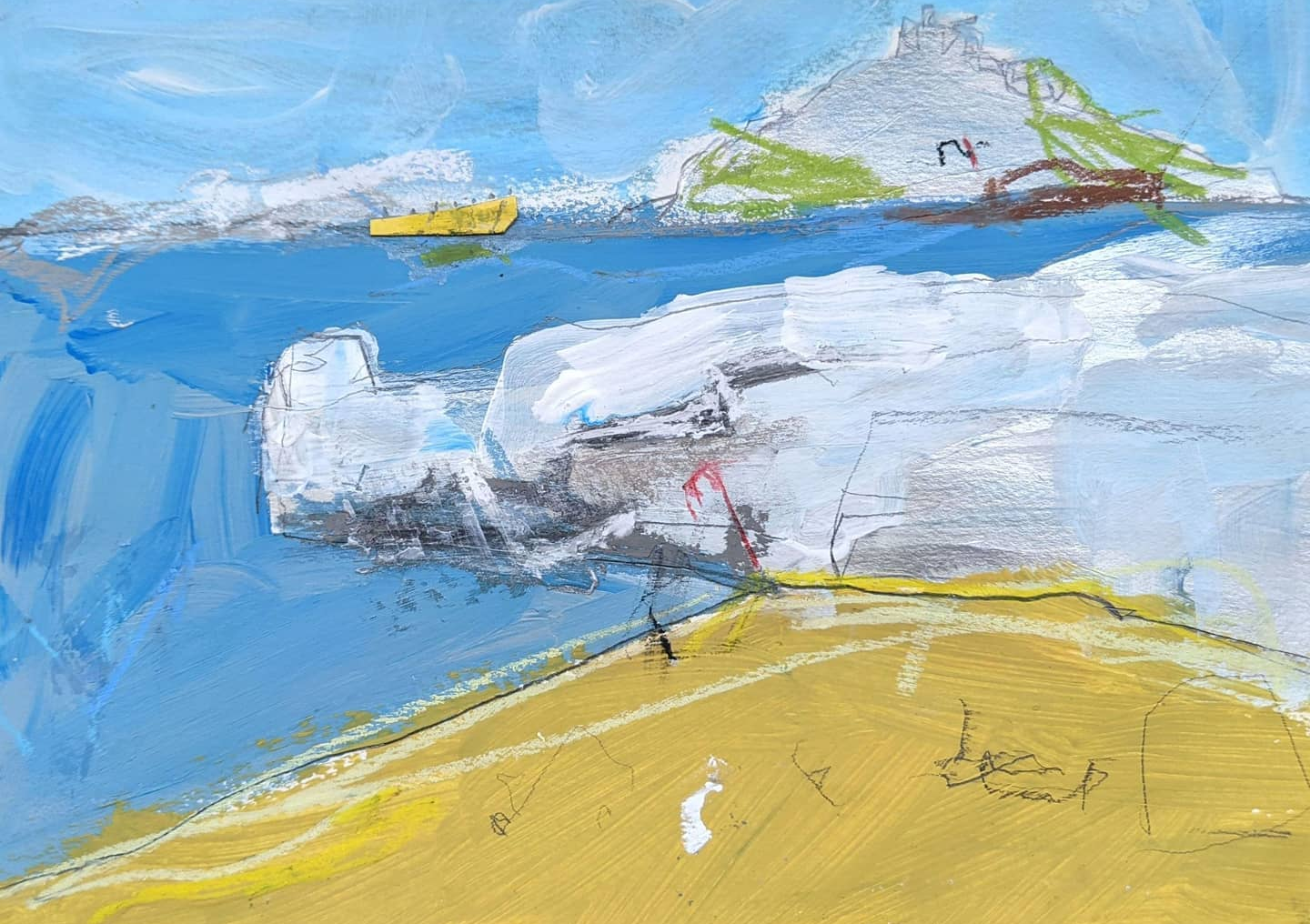 Top Tieb / 2021 / Mixed media on paper / 14.8cm x 21cm