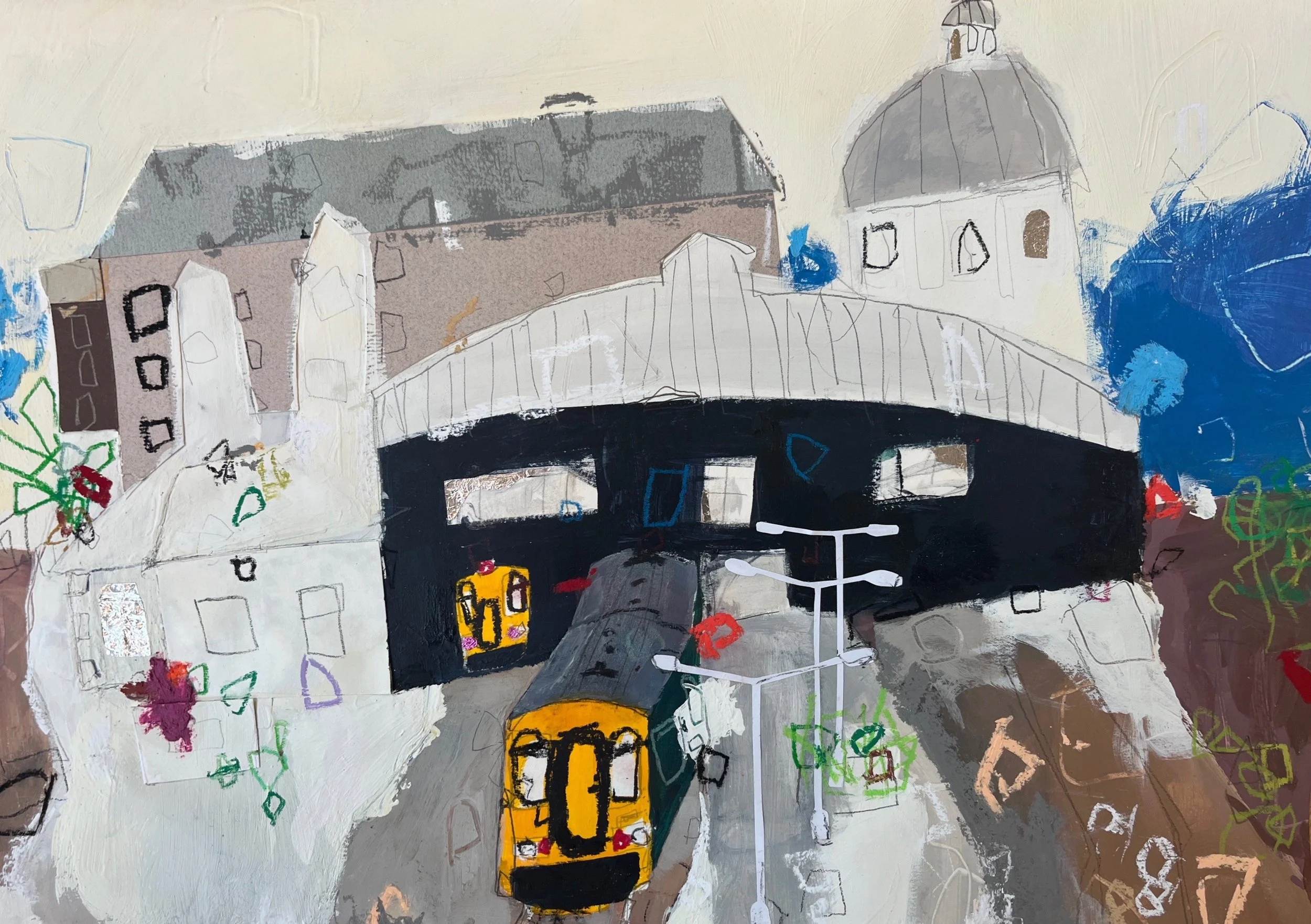 End of the Line / 2024 / Mixed media collage on paper / 29cm x 42cm