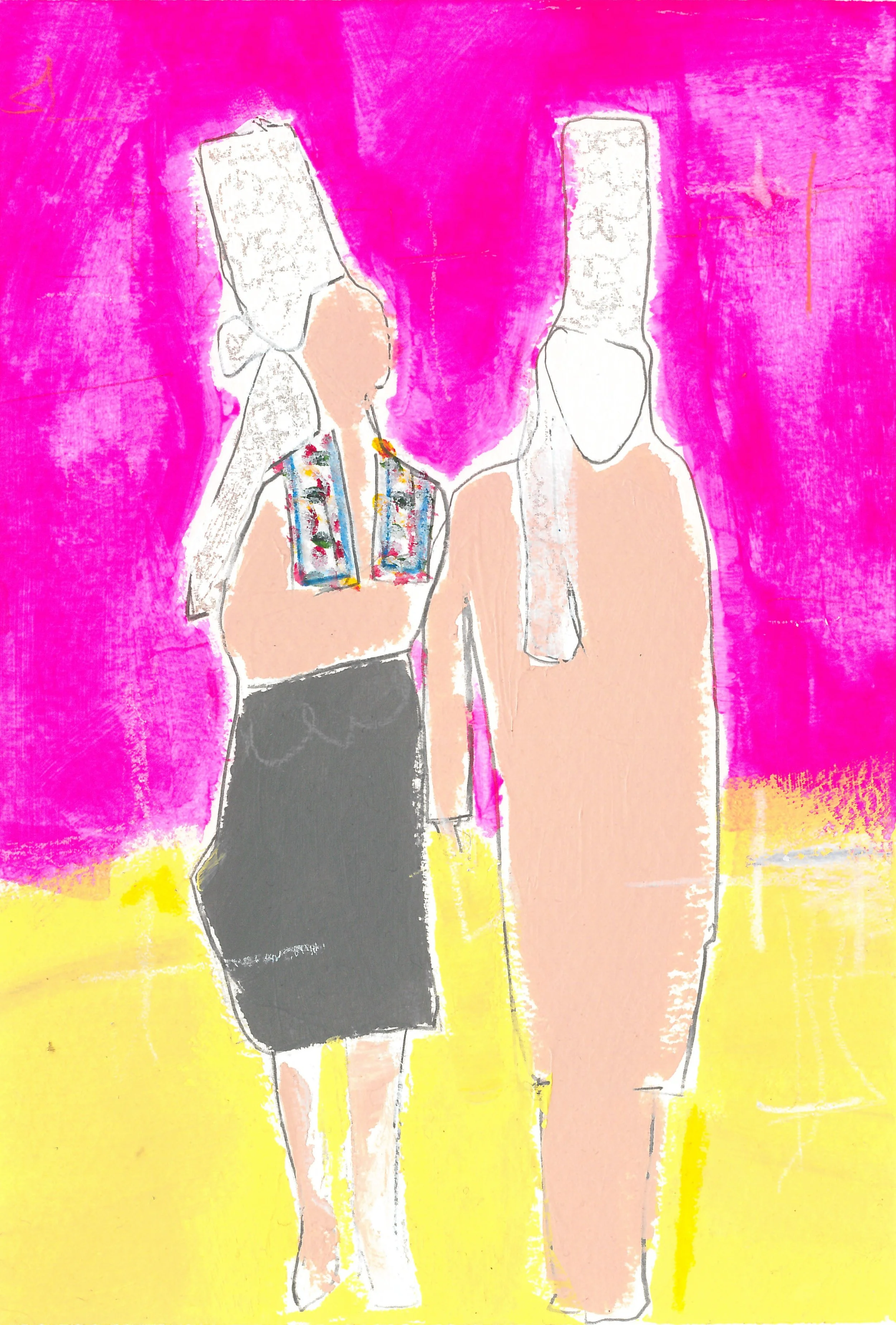 Bigouden / 2020 / Acrylic, wax crayon and graphite on paper / 21cm x 14.8cm