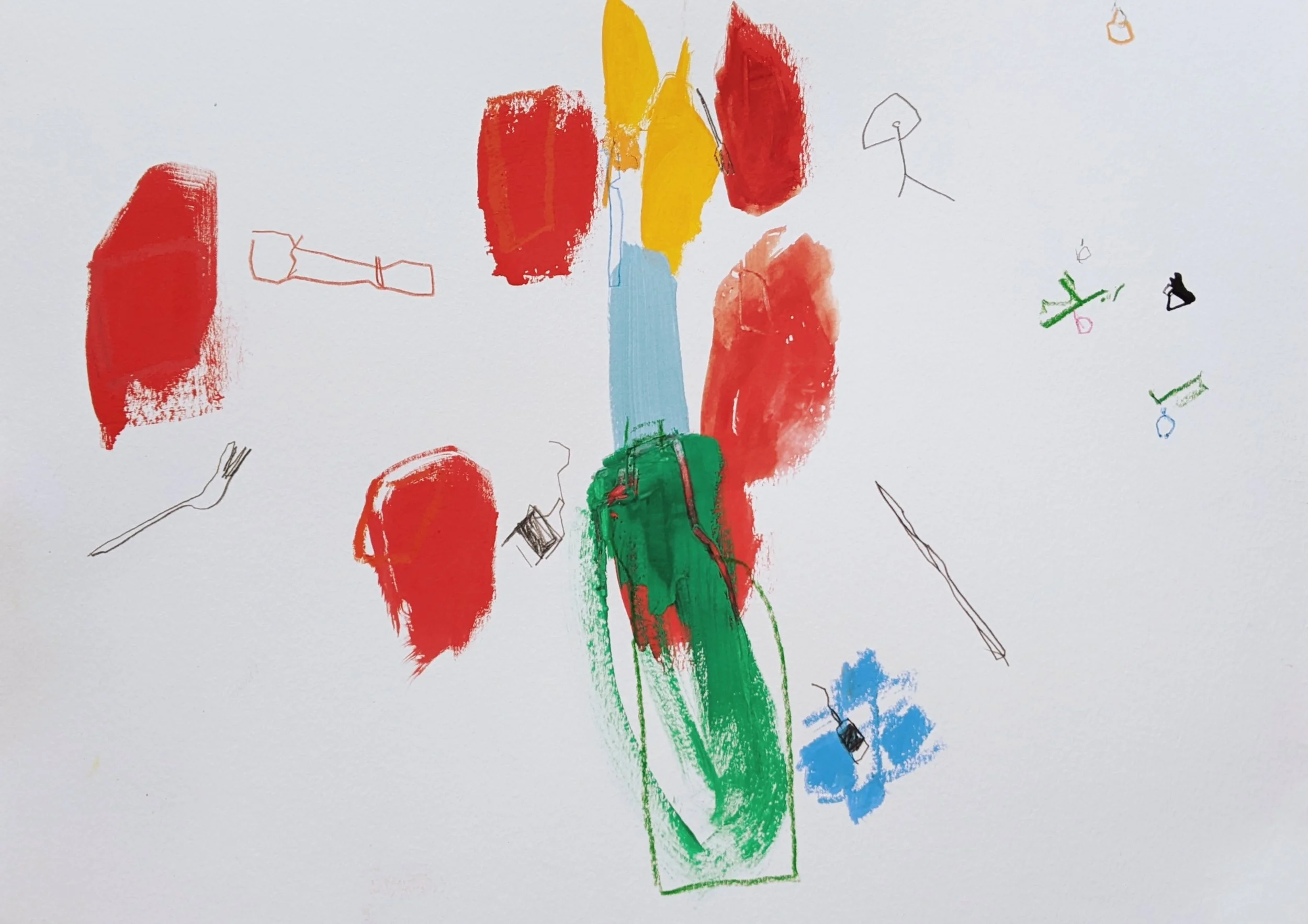 A dinner party in December / 2022 / Mixed media on paper / 21cm x 29.7cm