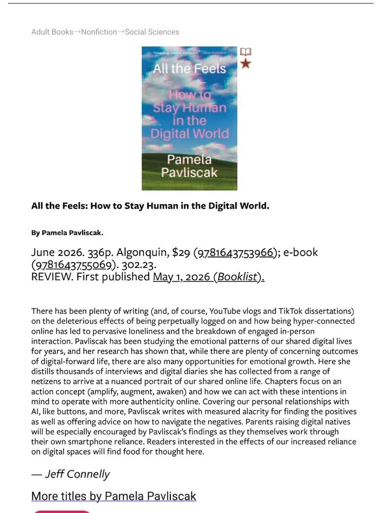 A little book joy today ⭐

All the Feels got a starred review from Booklist (which, if you don't know, because I didn't, is an honor), and I&rsquo;m pretty emotional about how much the reviewer got the book!

I wanted to bring a little nuance to the 