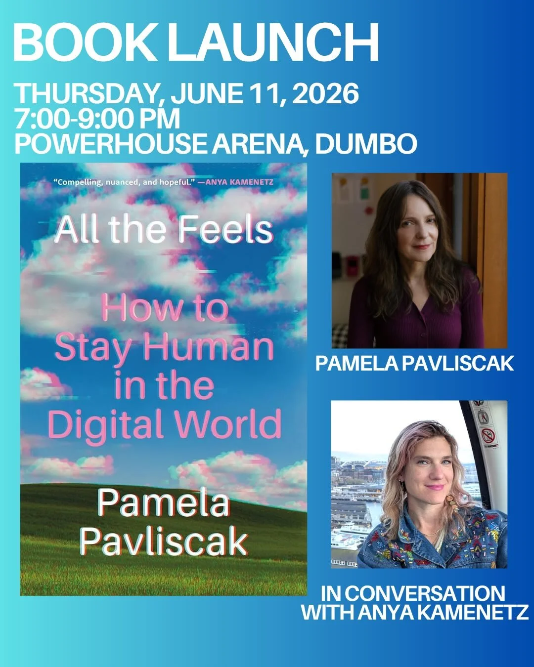 There's still time to enter the chat this week! Come celebrate ALL THE FEELS with me at @powerhousearena 

I&rsquo;ll be in conversation with the brilliant @anyakamenetz about ALL THE FEELS, emotional life online, phones, AI, group chats, and why our