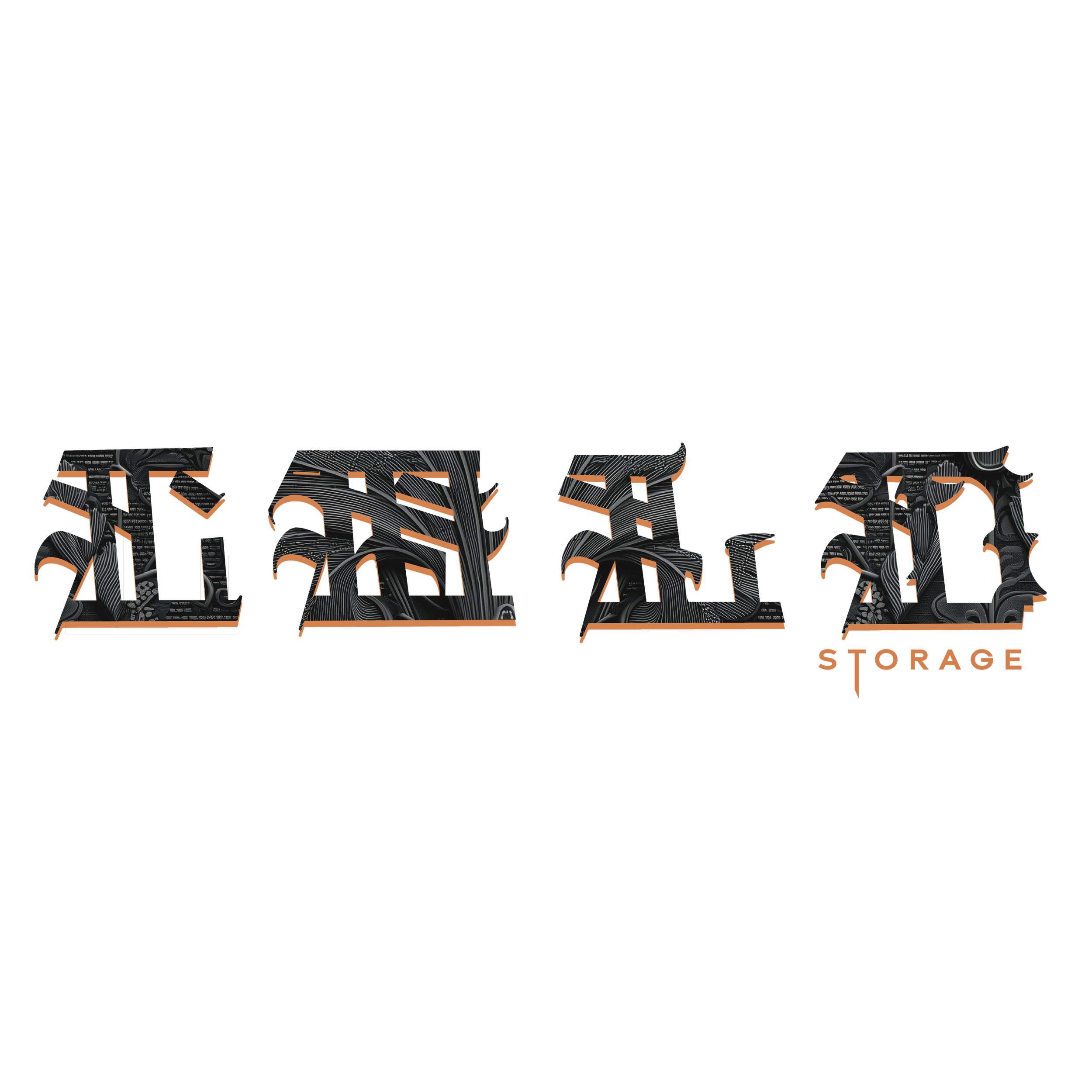 Logo for 'Clear Storage', featuring stylized text with black and gray patterns, and orange accents including the word 'STORAGE'.