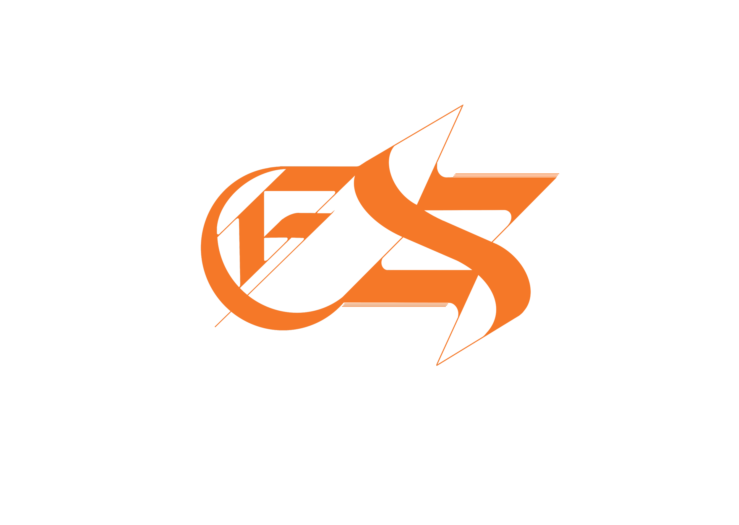 A stylized logo with orange and black colors, featuring overlapping geometric shapes forming the letters 'E' and 'S' on a black background.