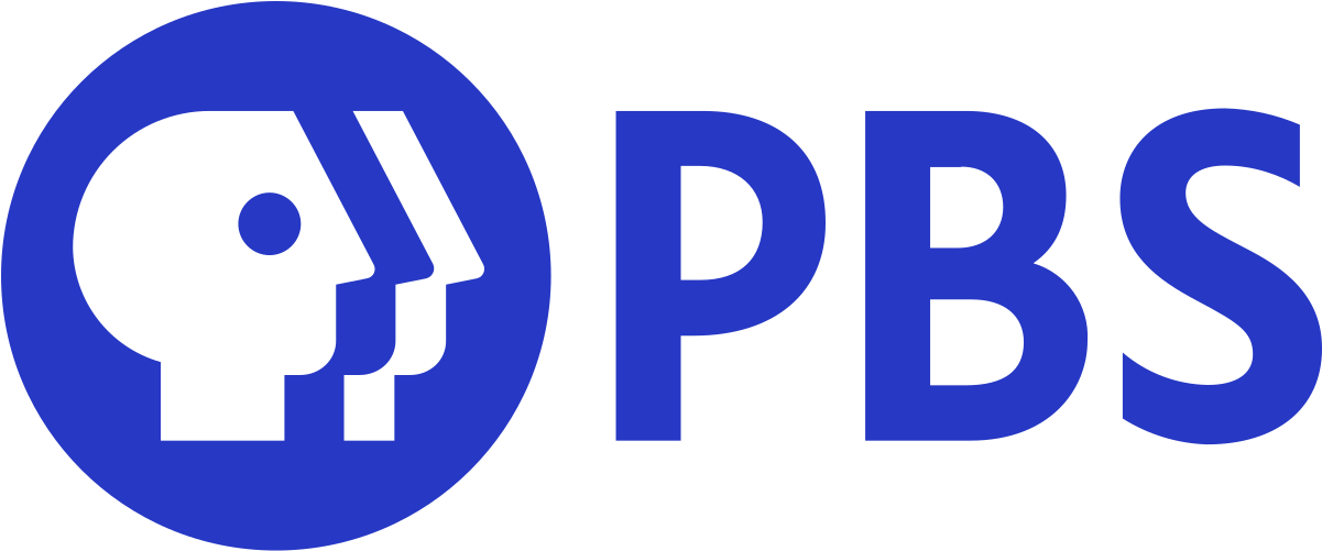 The PBS logo featuring a white silhouette of a human face within a blue circle, with the letters 'PBS' in blue next to the circle.