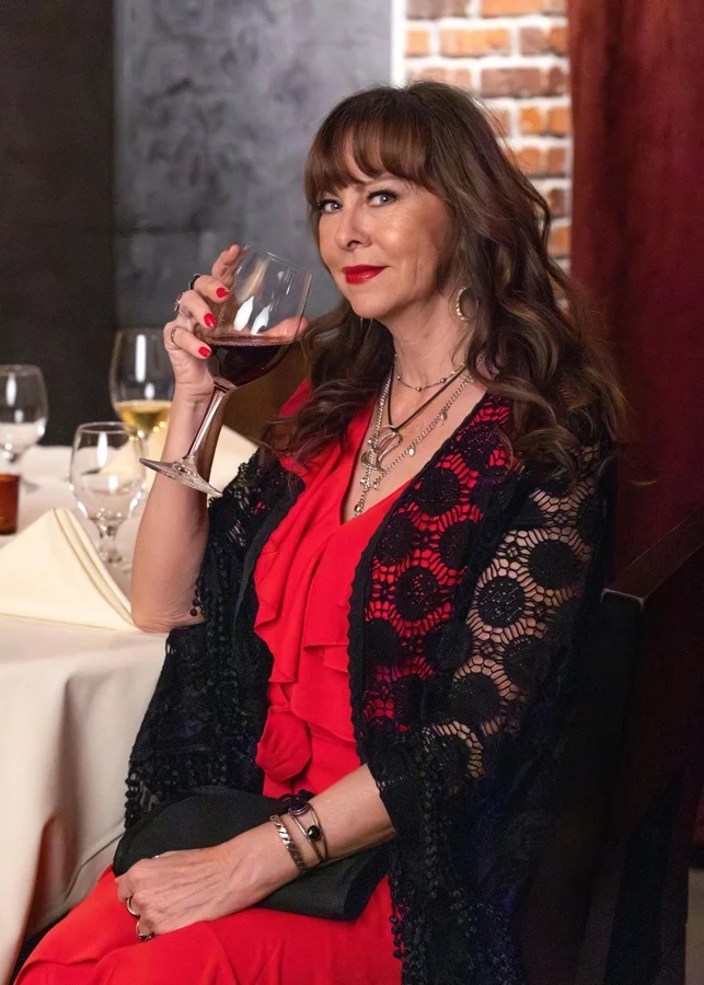 Julie enjoys a sip at Marcellino’s