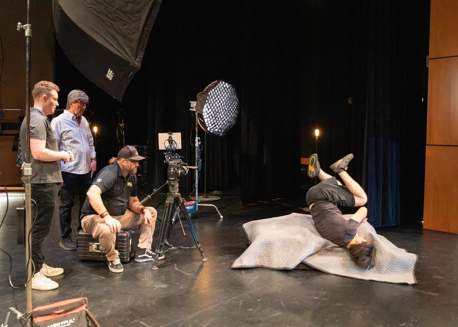 Julie Van Lith and Alex Nunn rehearse stunts