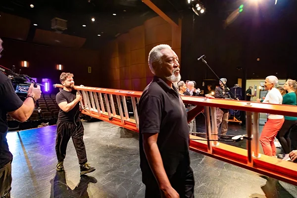 Behind-the-scenes filming of Underneath a Glittery Moon, showing cast and crew during production of this romantic comedy in Scottsdale, Arizona.