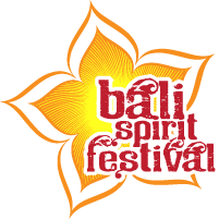 Logo for Bali Spirit Festival featuring a stylized flower design with orange and yellow tones and the festival name in pink and red text.