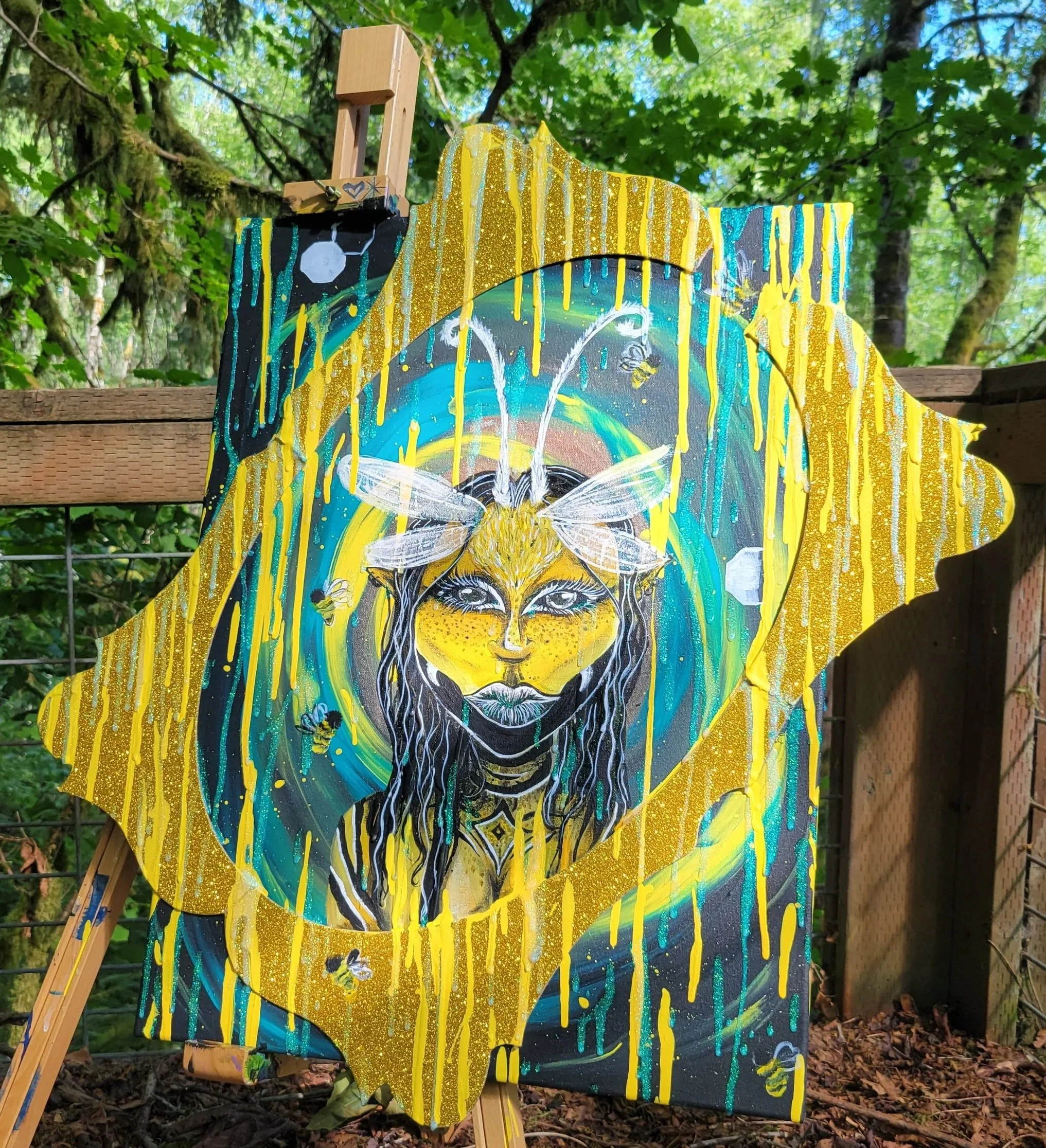 Bee fierce Acrylic painting