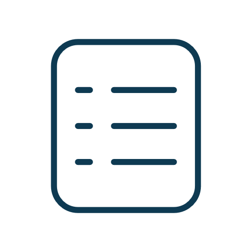Outline icon of a notepad with horizontal lines representing text.