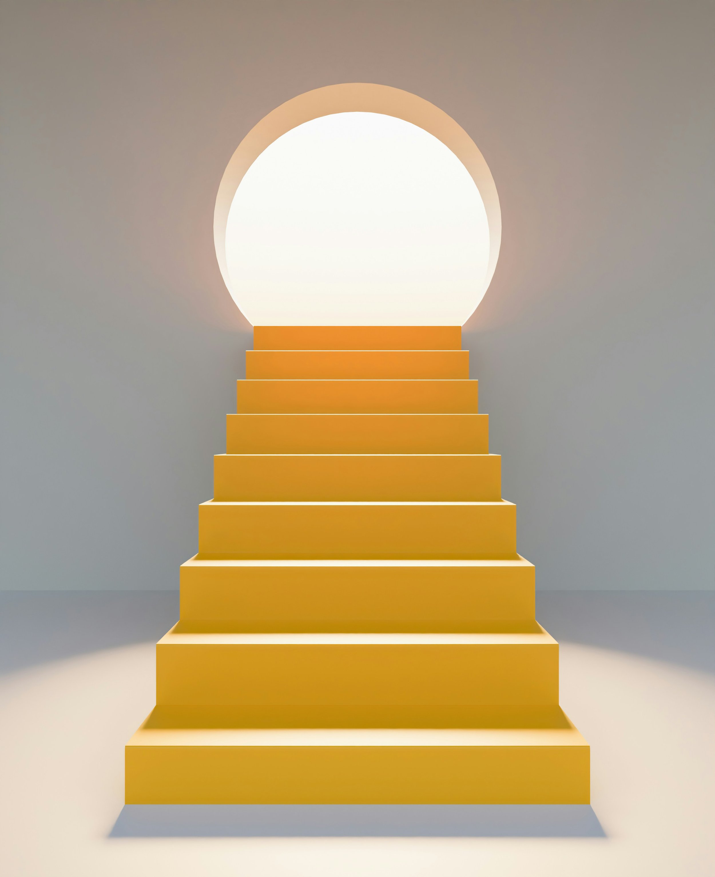 Scala gialla sale verso un'apertura circolare, simbolo di crescita grazie a consulenza di marketing inclusivo, formazione