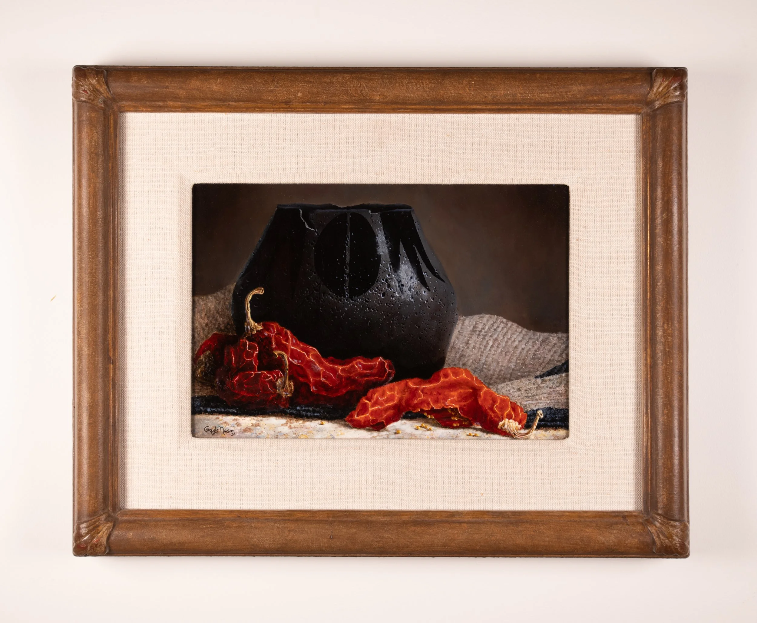 Framed Still-Life Art Print with Rustic Wooden Frame
