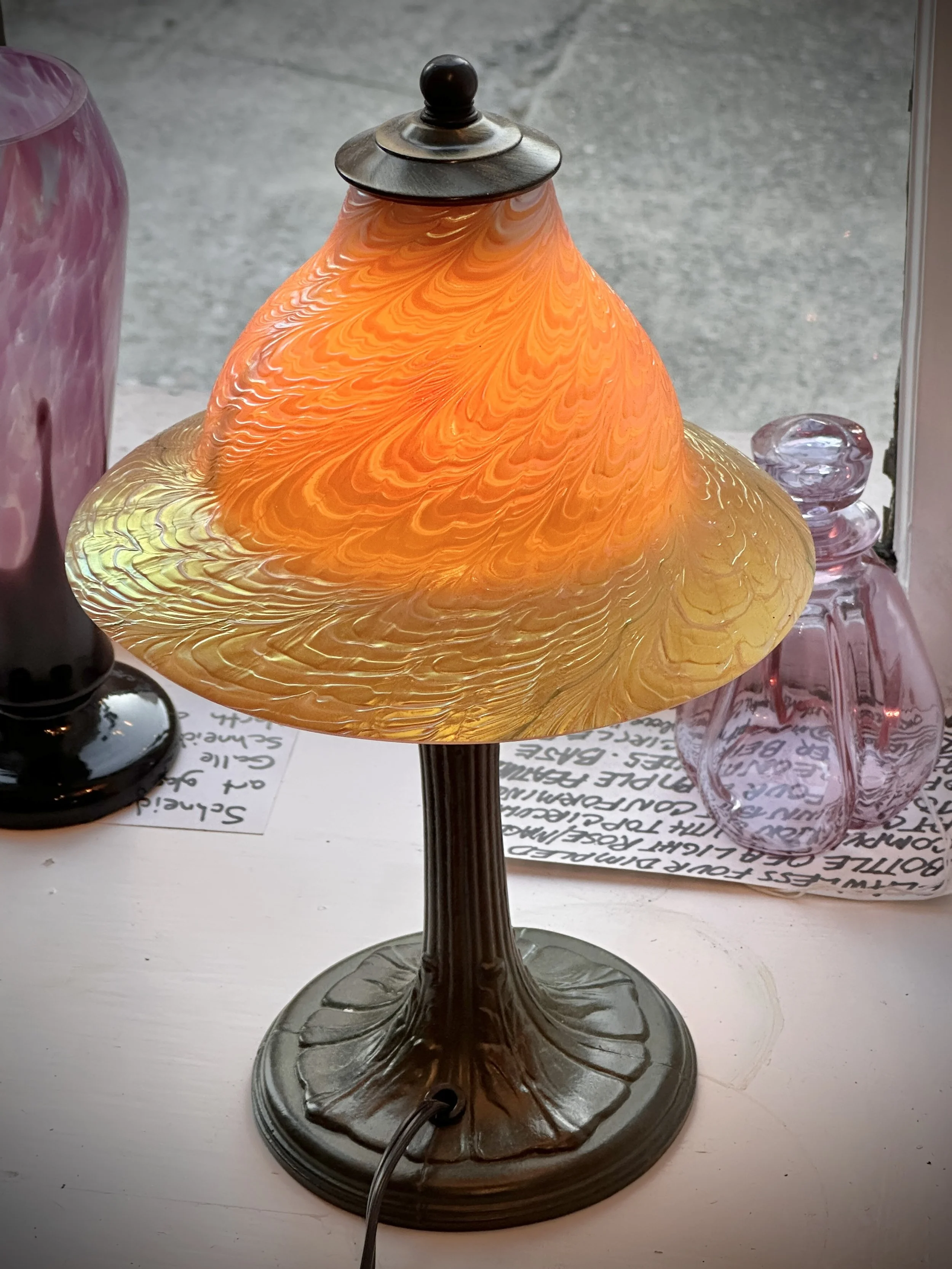 Vintage Lundberg Studios Golden Swirl Table Top Lamp