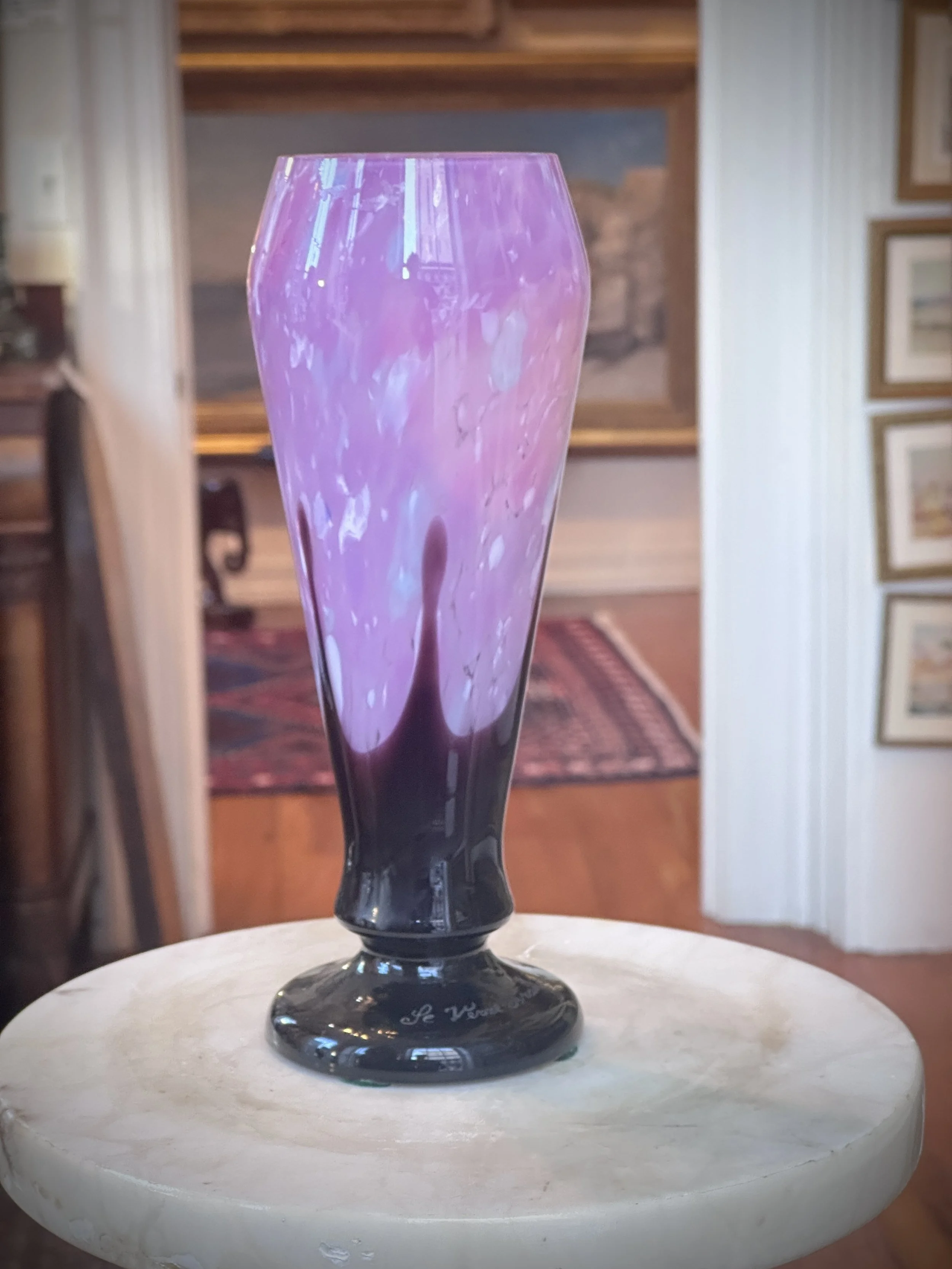 Handcrafted 1920s Schneider La Verne Francoise art glass vase.