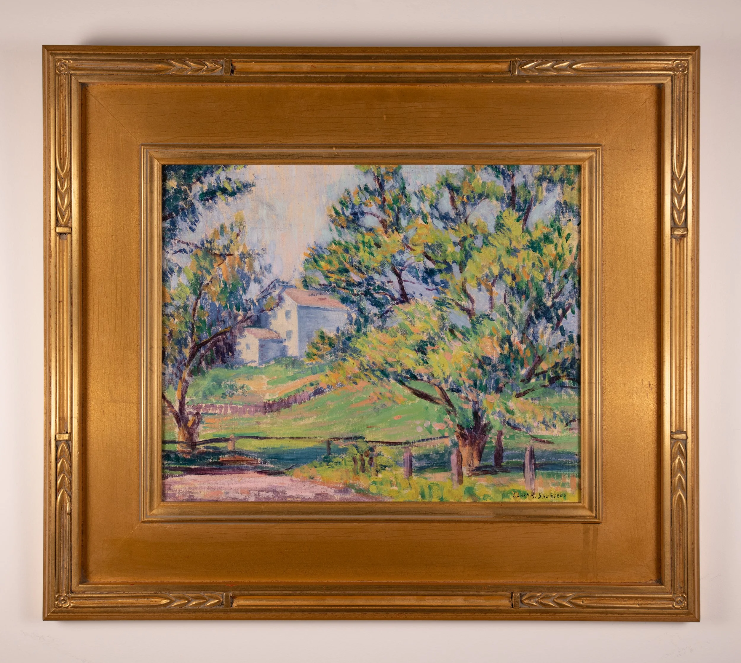 Clara Saunders impressionistic oil on board