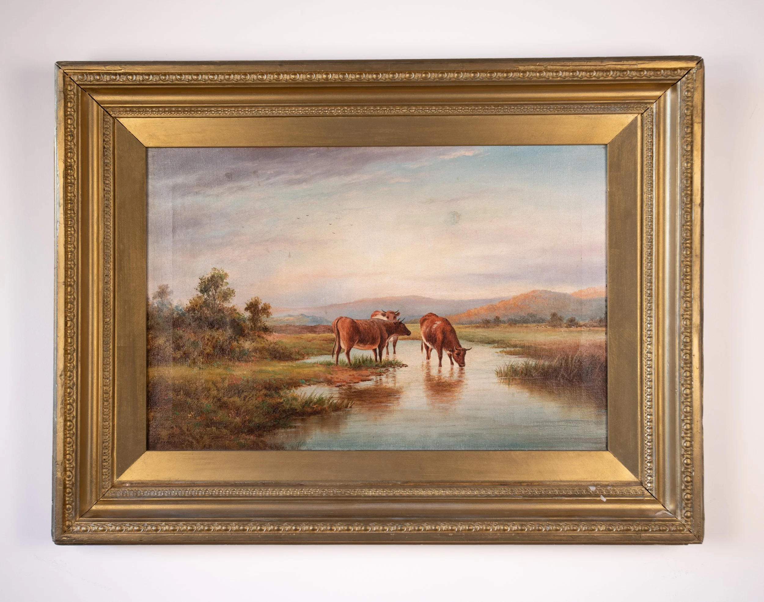 Pastoral Elegance Oil Painting  by Geoge Shepherd (1784-1862) in Classic Gold Frame