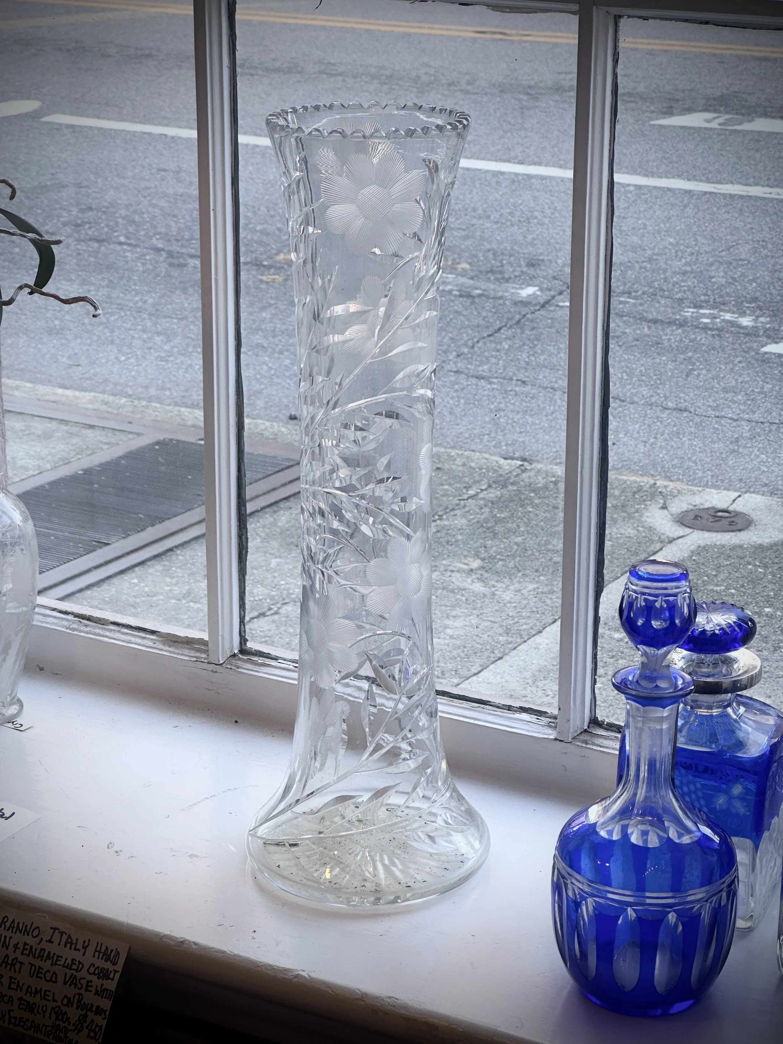 Elegant, Tall Crystal Floral Vase