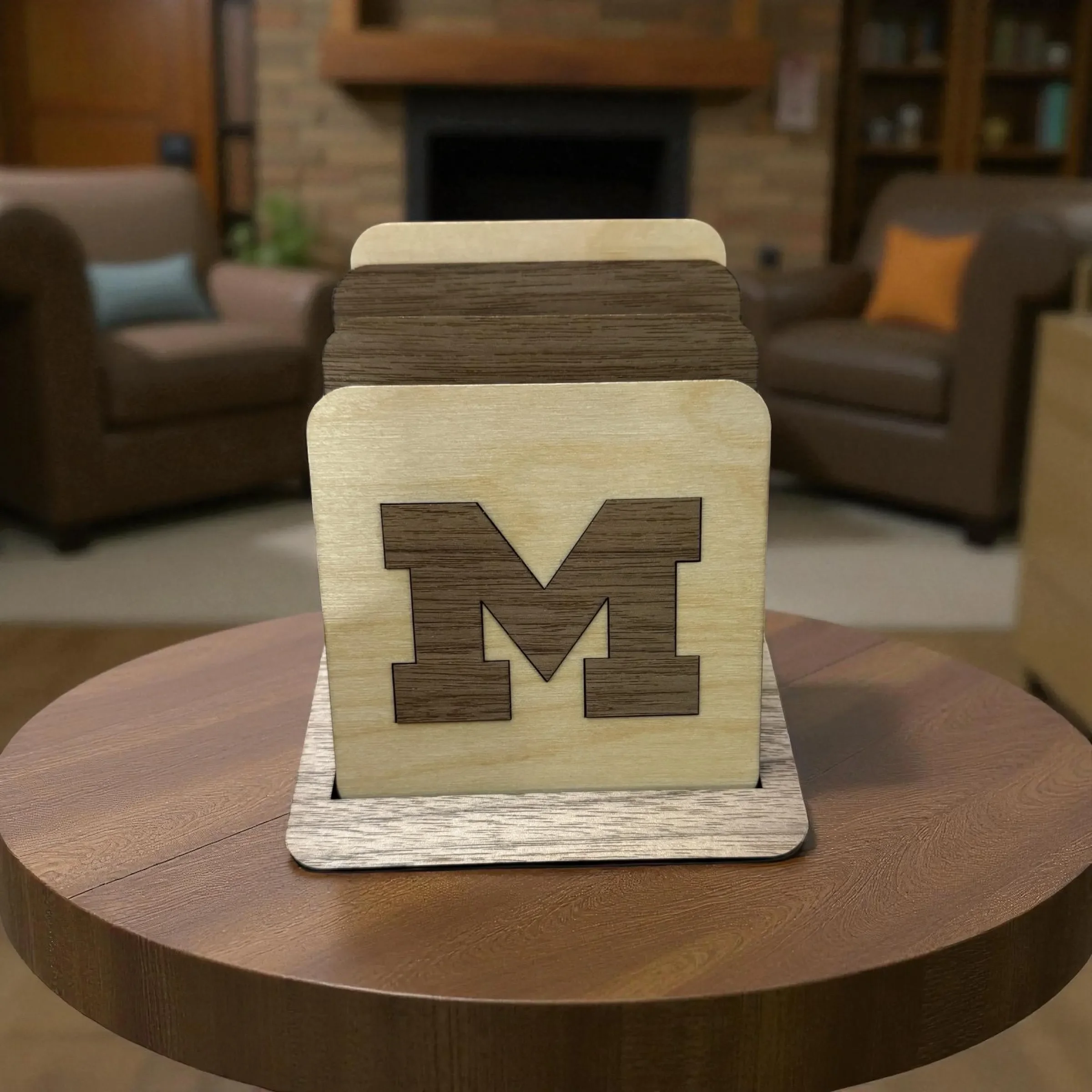 University of Michigan block M inlay coasters