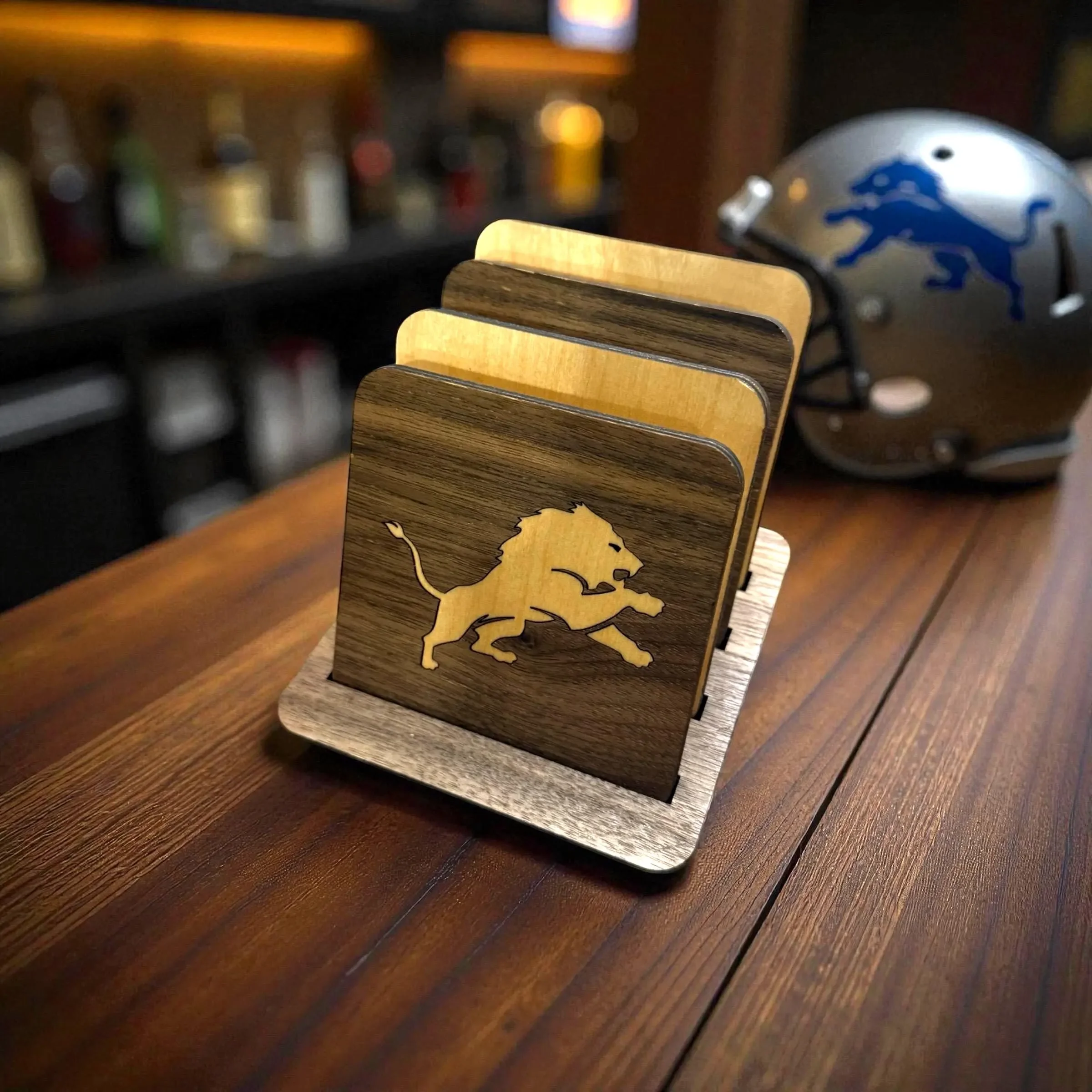Custom Detroit Lions inlay coasters