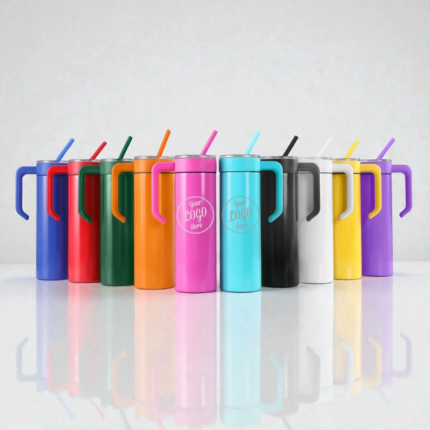 20oz Skinny Tumbler with lid and optional Handle - Custom Engraved