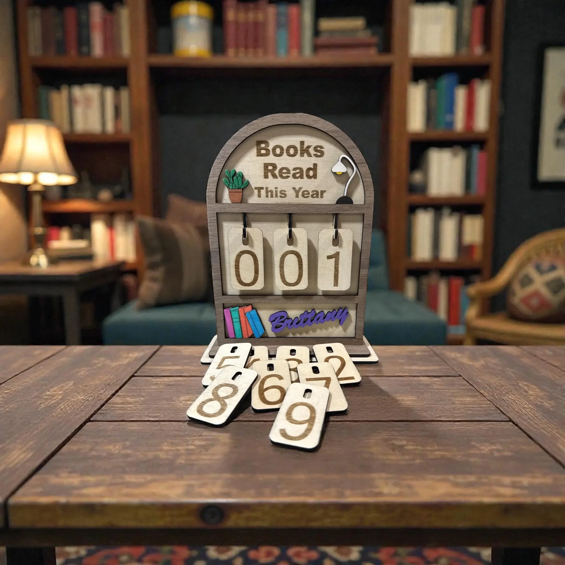 Book Tracker, Books read this year, Wooden Reading Tracker