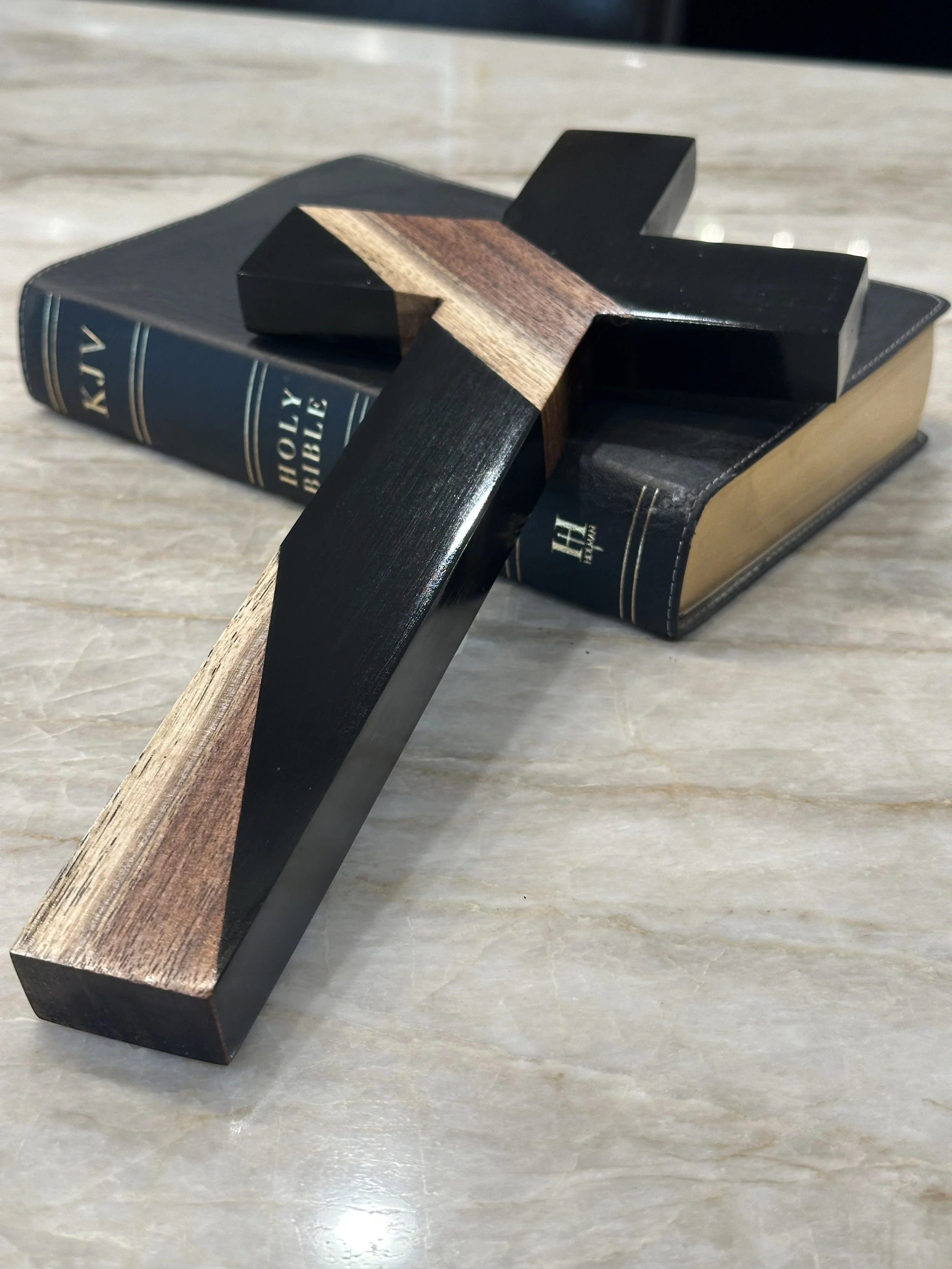 Handcrafted Walnut & Epoxy Cross - 12" Signature Piece