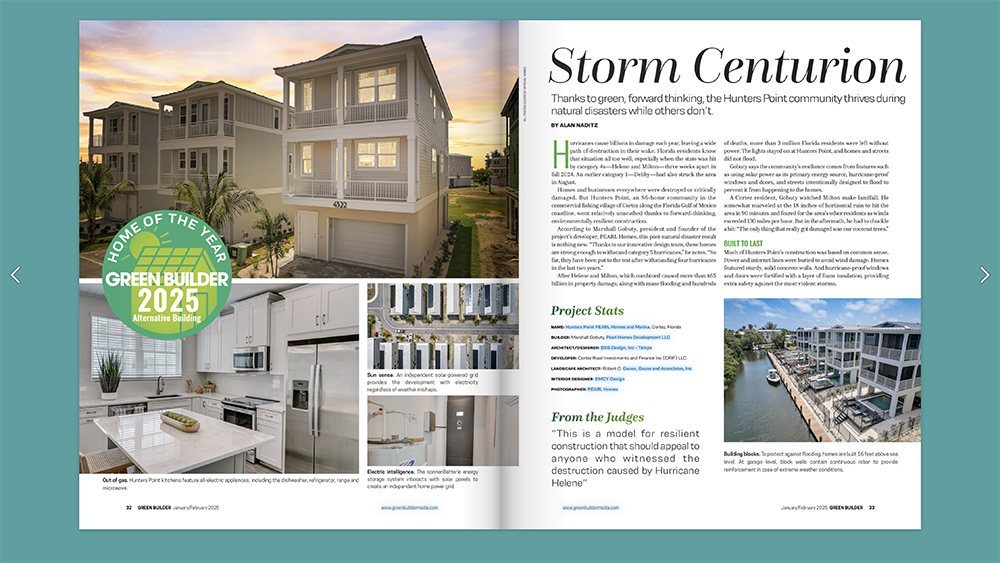 Hunters Point Wins Green Builder Home of the Year in the Alternative Building Category