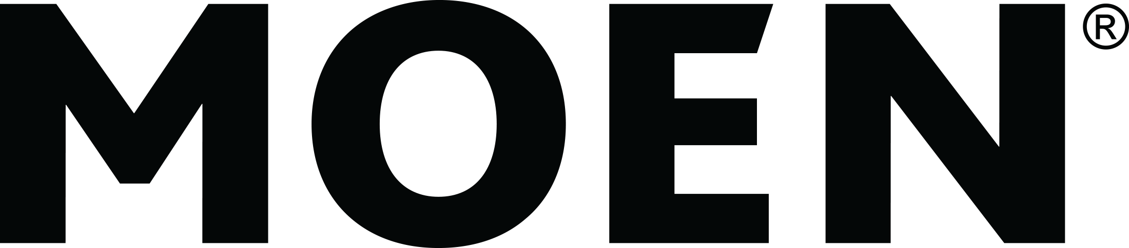 The Moen logo in black on a transparent background.