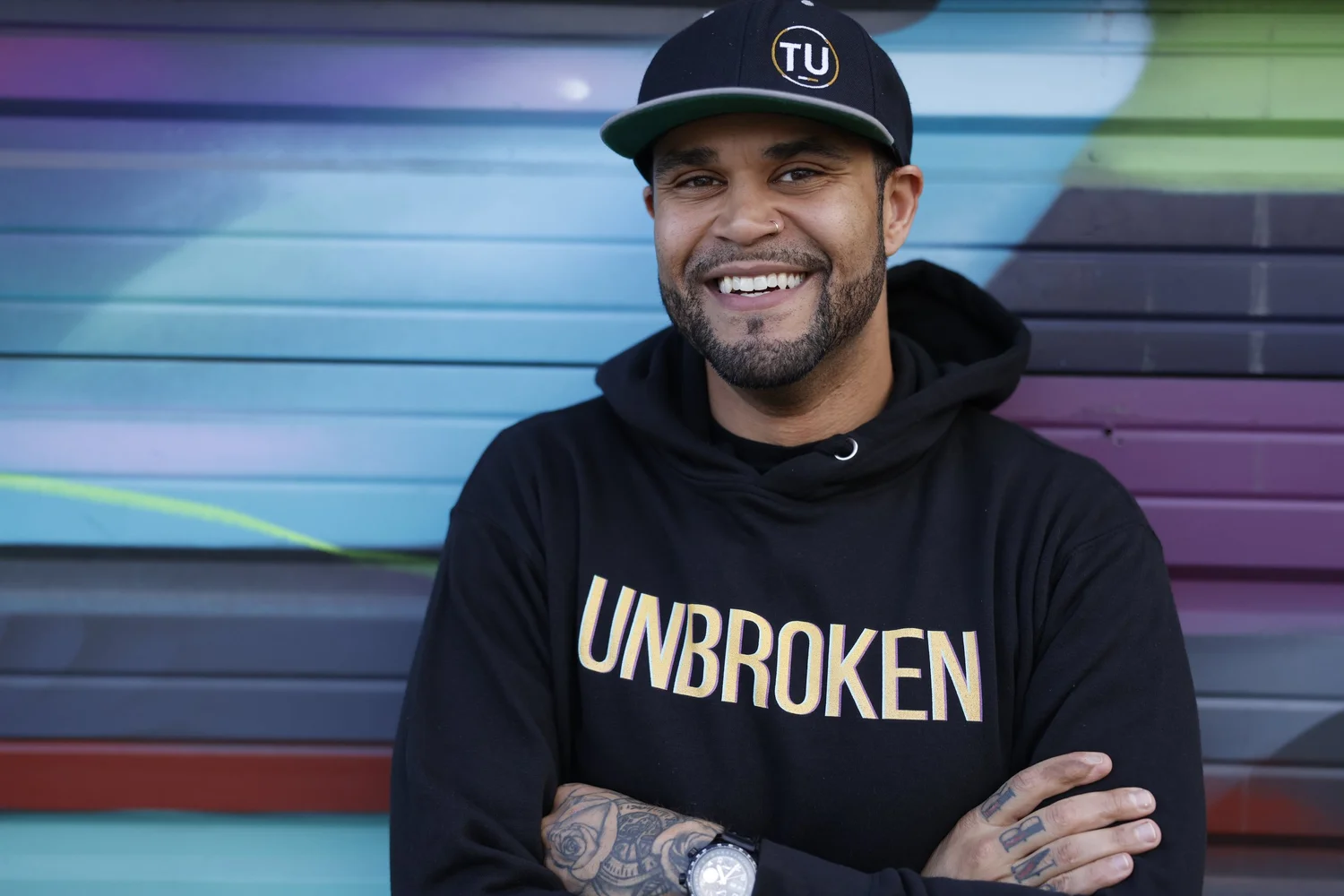 Michael Anthony Unbroken delivering a keynote on resilience and mental health