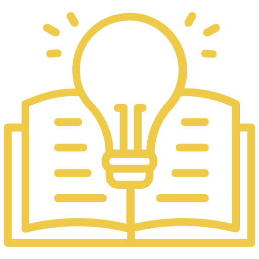 Icon representing access to curated knowledge resources and research insights.