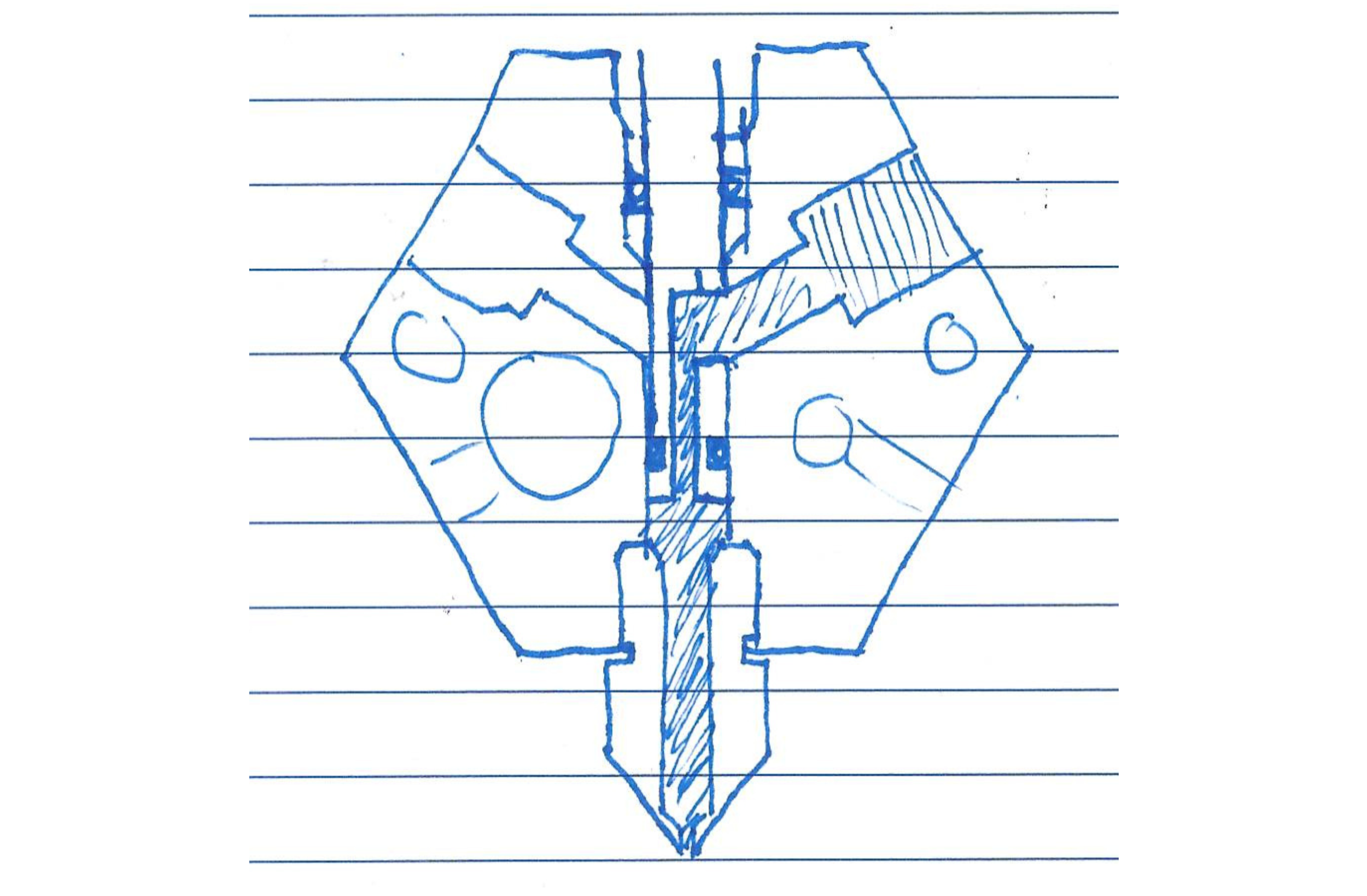 Early rotary valve prototype sketch