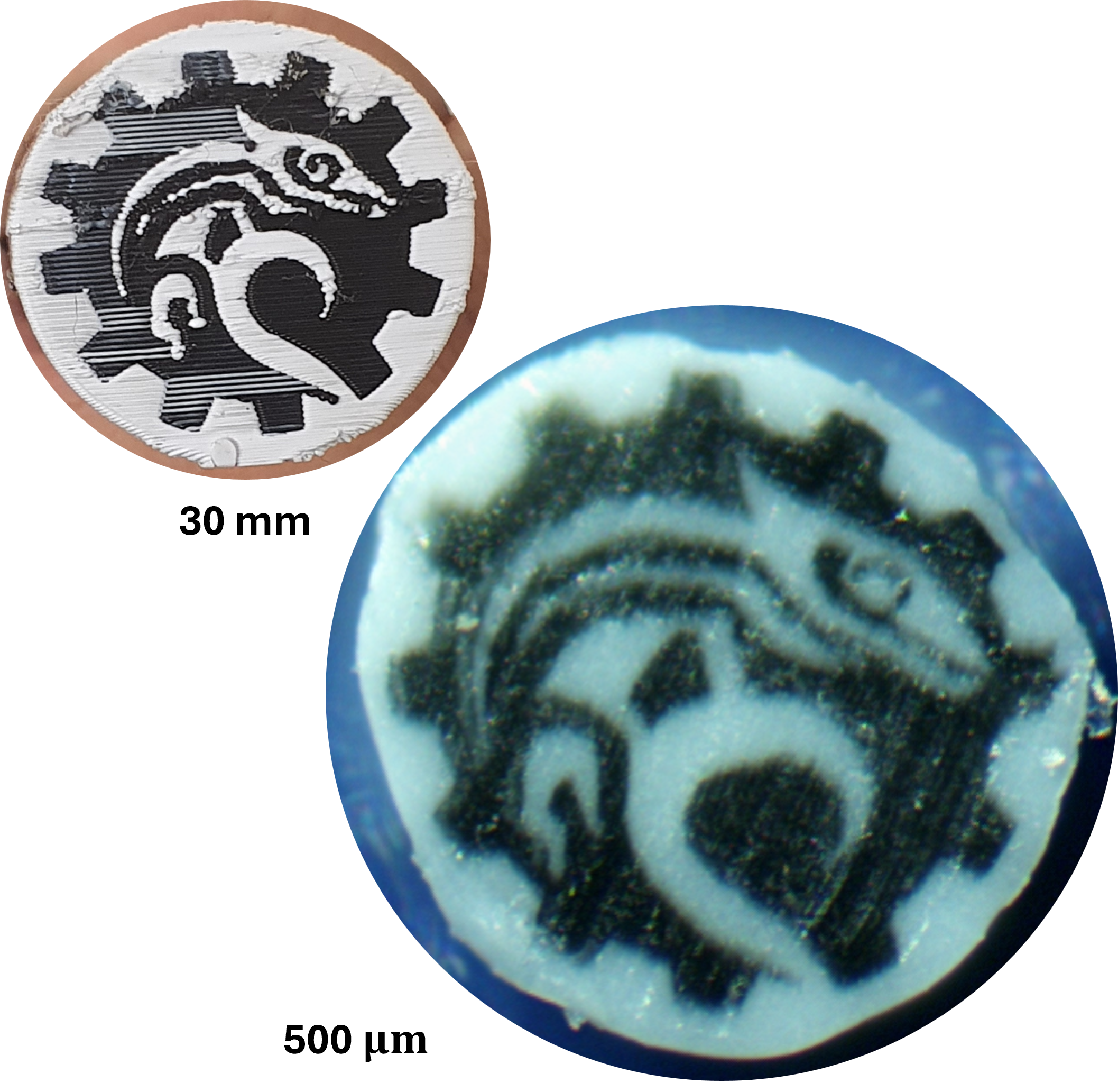 Impact lab logo drawn down to sub-millimeter scale in PLA