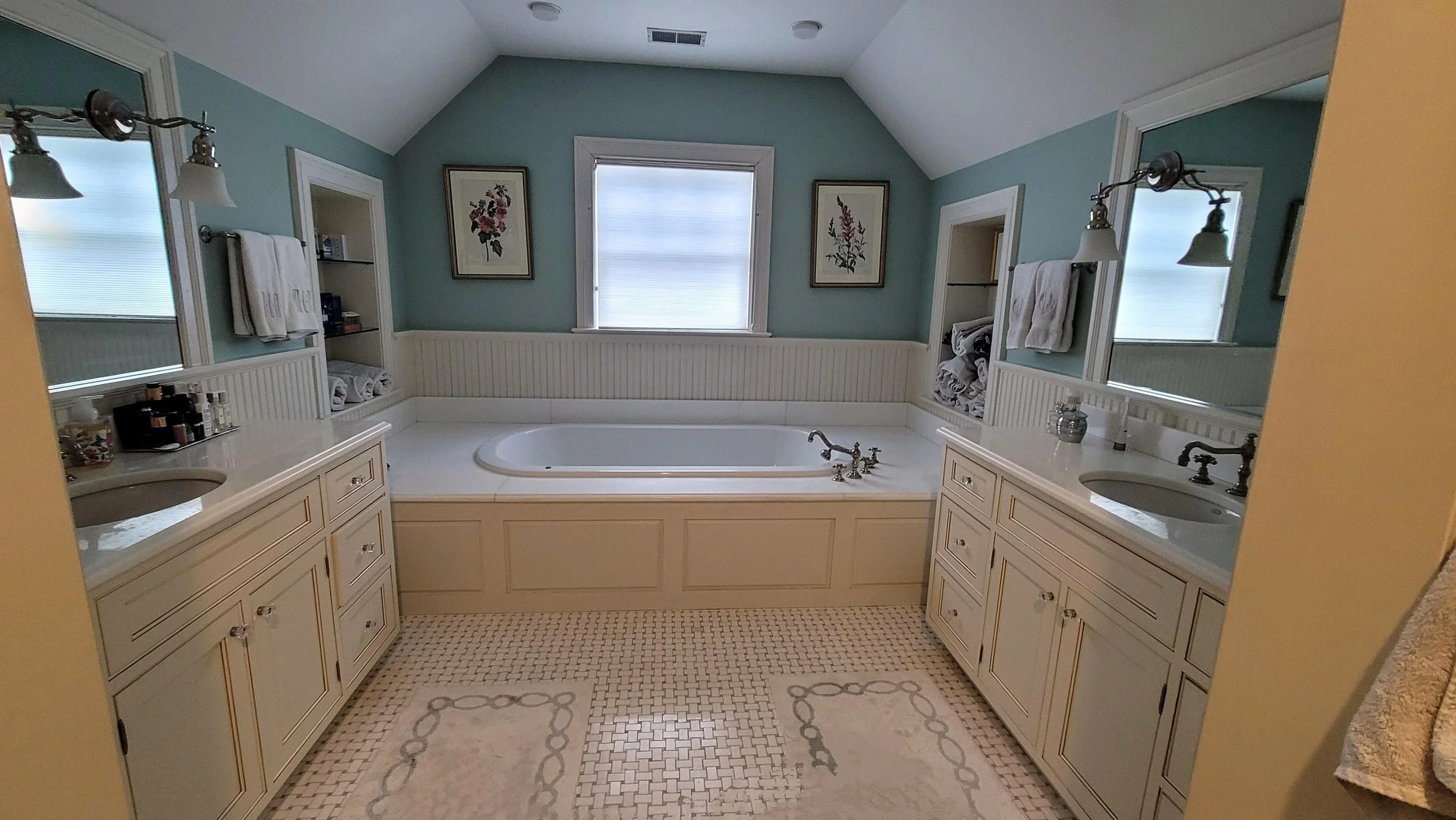 A spacious bathroom before renovations