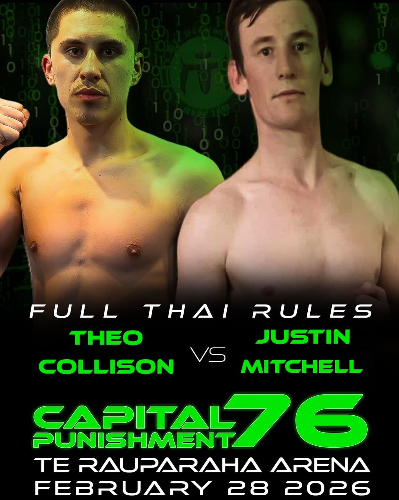 It&rsquo;s a Full Thai Rules match up to shake up Porirua!
Theo @theotawaicollison is taking on Justin from @awakingsmuaythai 

Get your tickets now